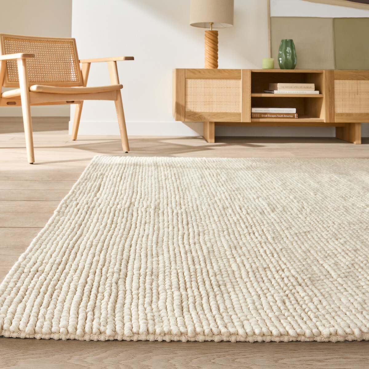 Tapis laine effet tricot, Diano blanc écru, LA REDOUTE INTERIEURS