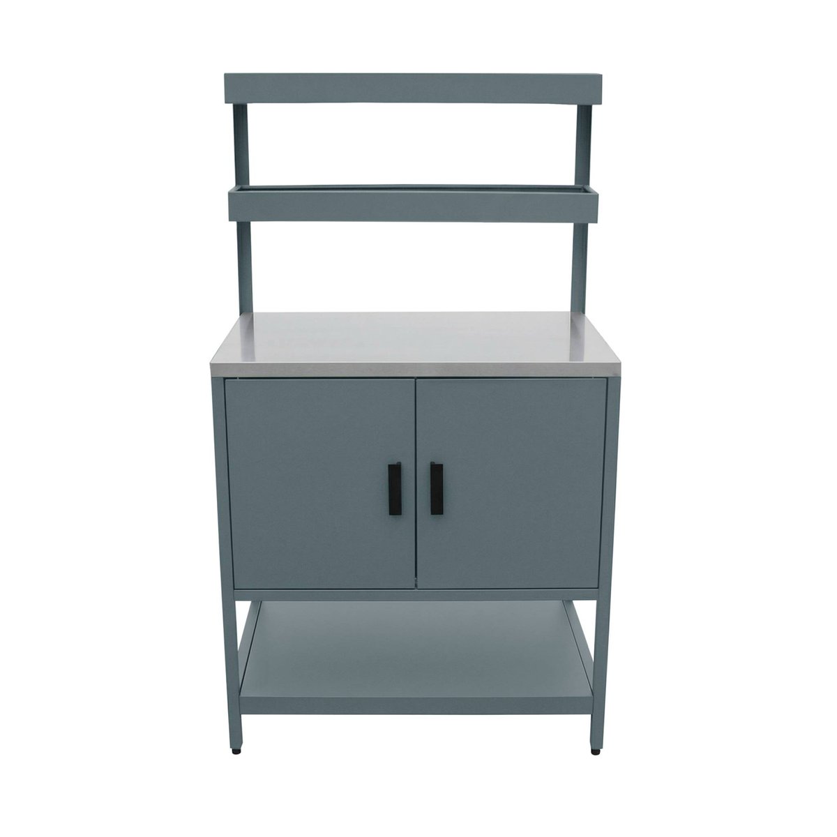 Module de cuisine extérieure acier 2 étagères suspendues 2 portes L80cm NAXOS noir, SWEEEK