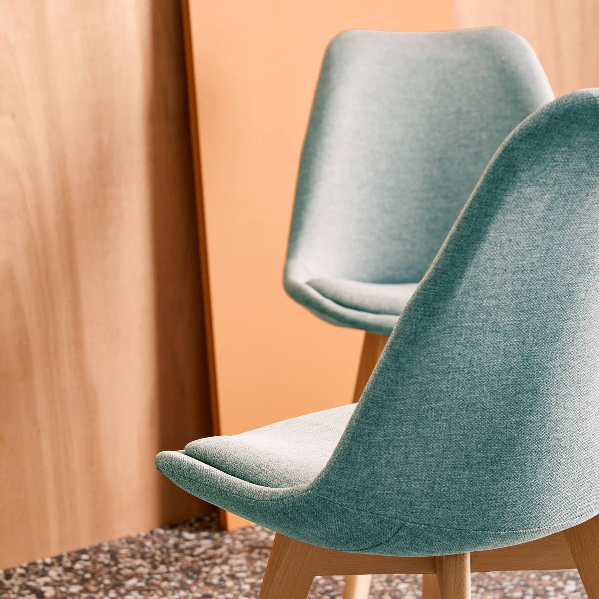 Chaise scandinave bois de hêtre et tissu (lot de 4) NILS taupe, SWEEEK