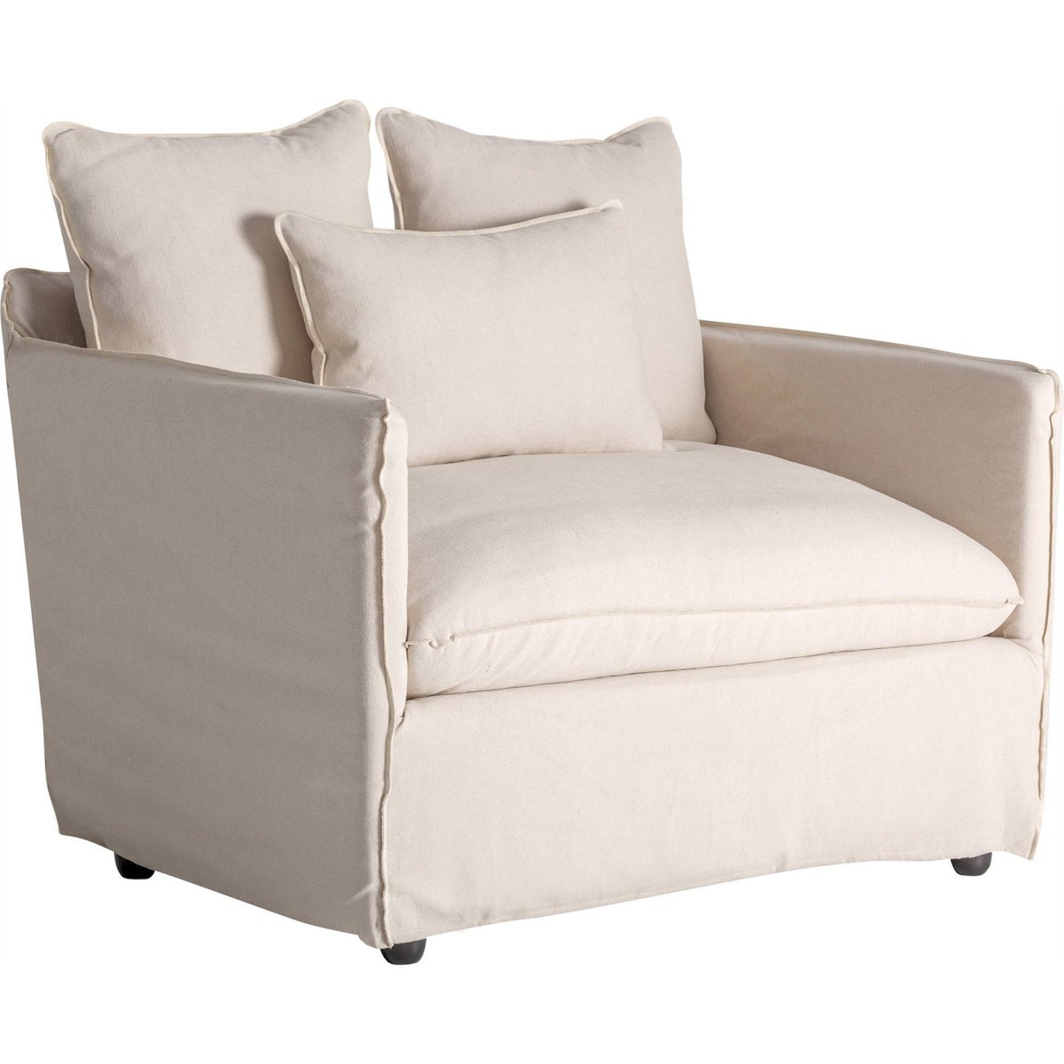 Fauteuil contemporain en lin style épuré beige lin naturel, RECOLLECTION