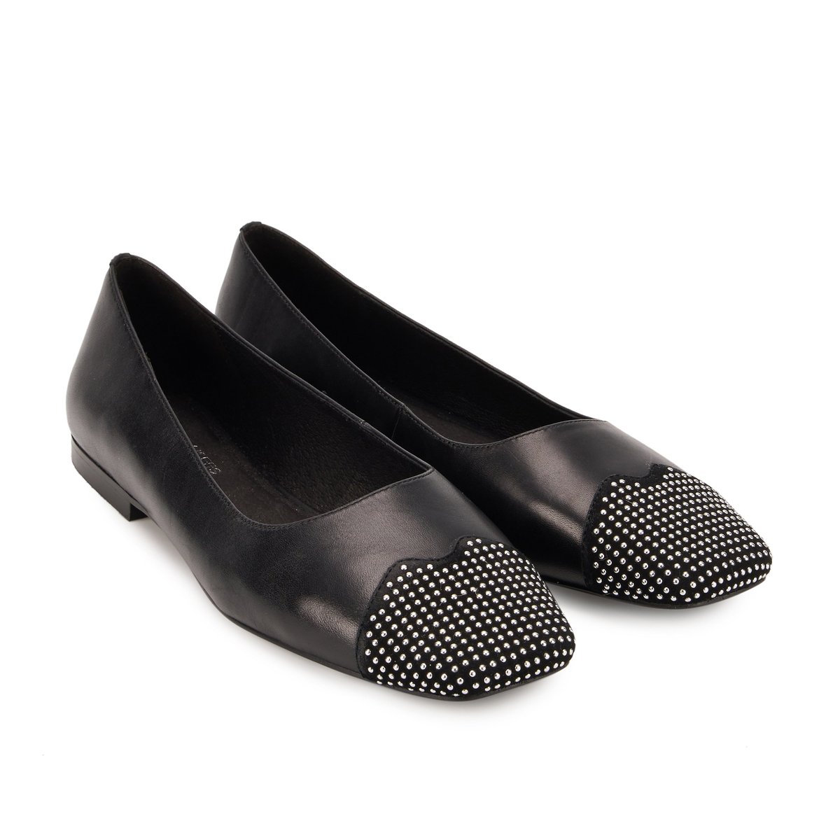 Ballerines Elisa Cuir Lisse Studs noir, BONS BAISERS