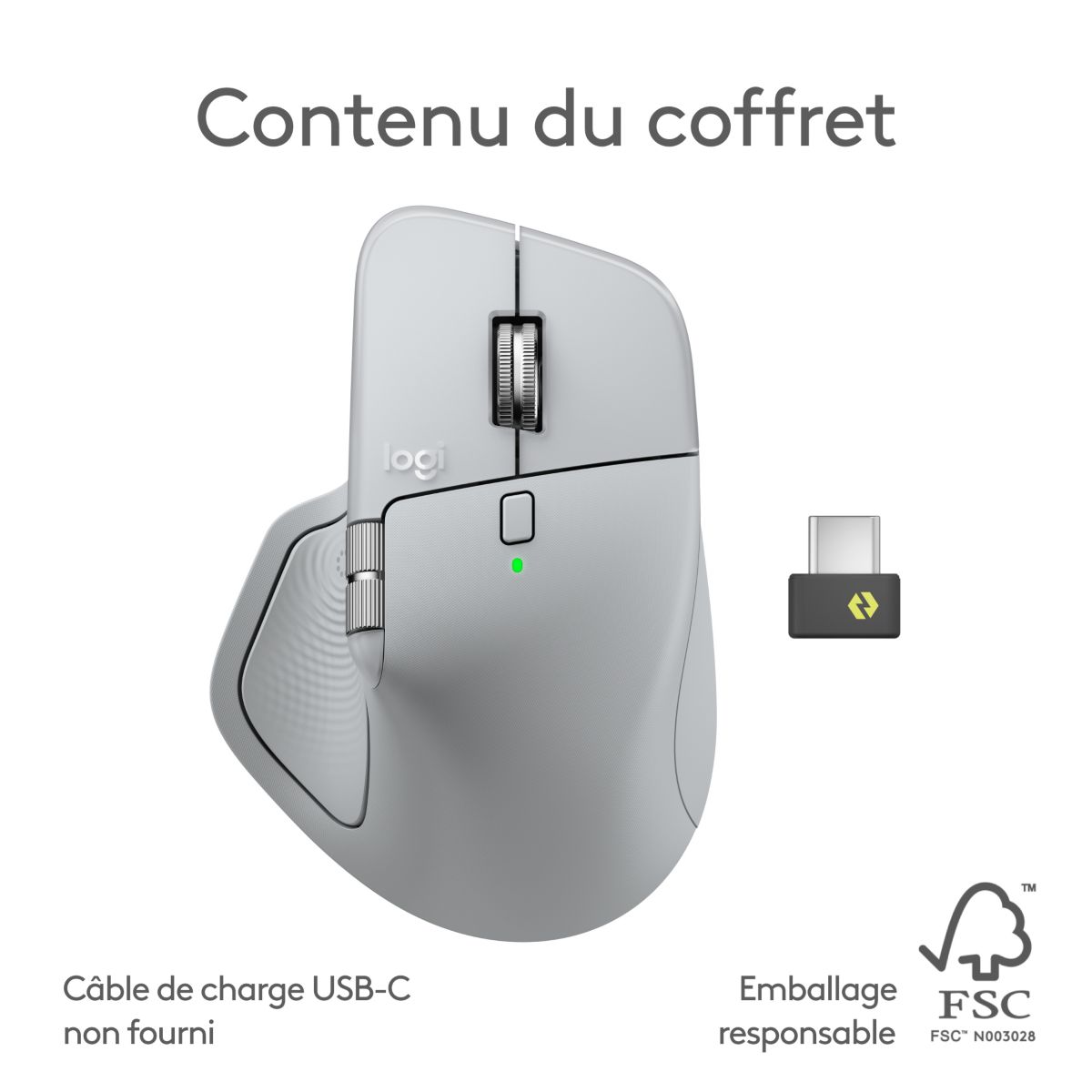 Souris sans fil rechargeable MX Master 4 Off White couleur unique, LOGITECH