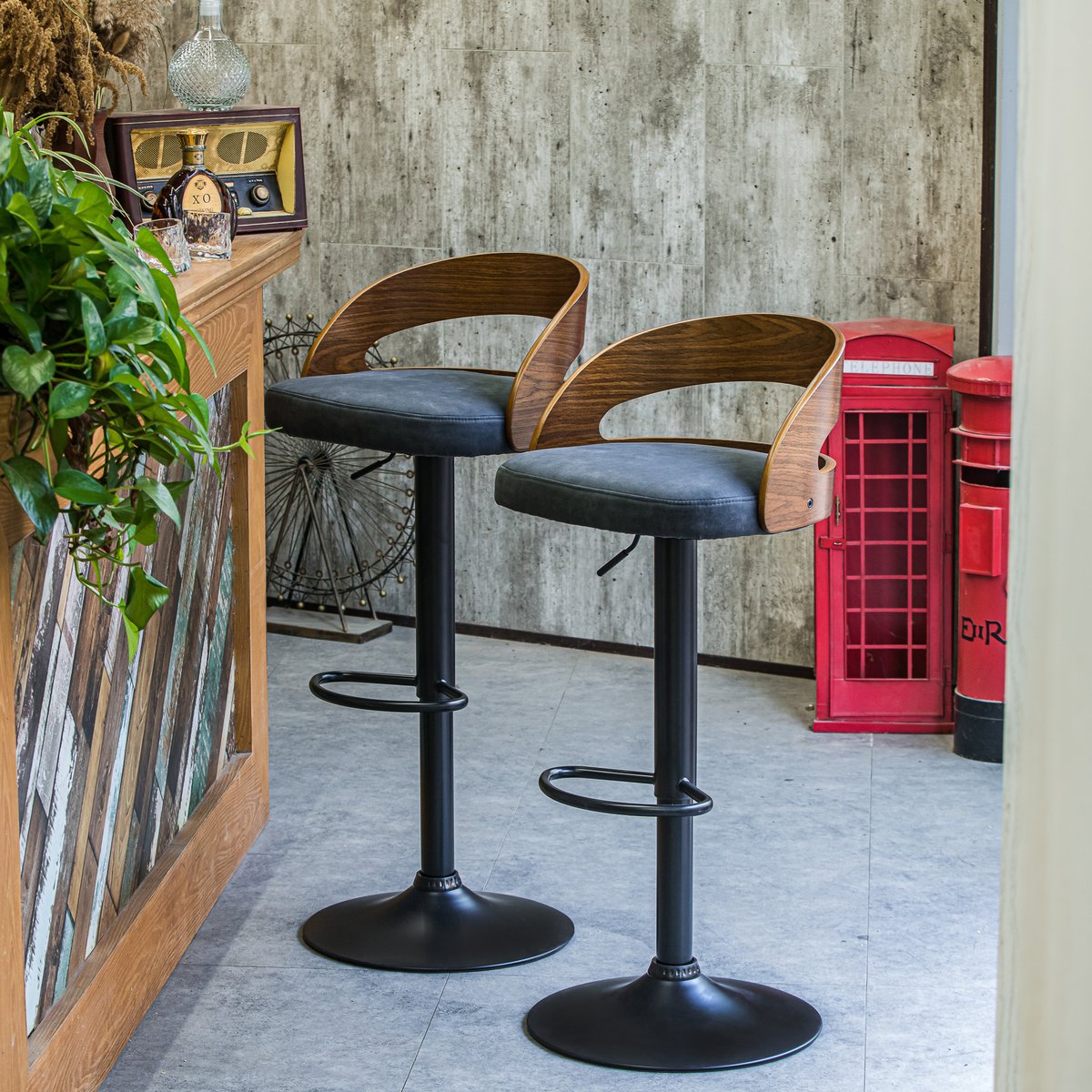 Lot de 2 tabourets de bar, VICTORIA noir, NORDLYS