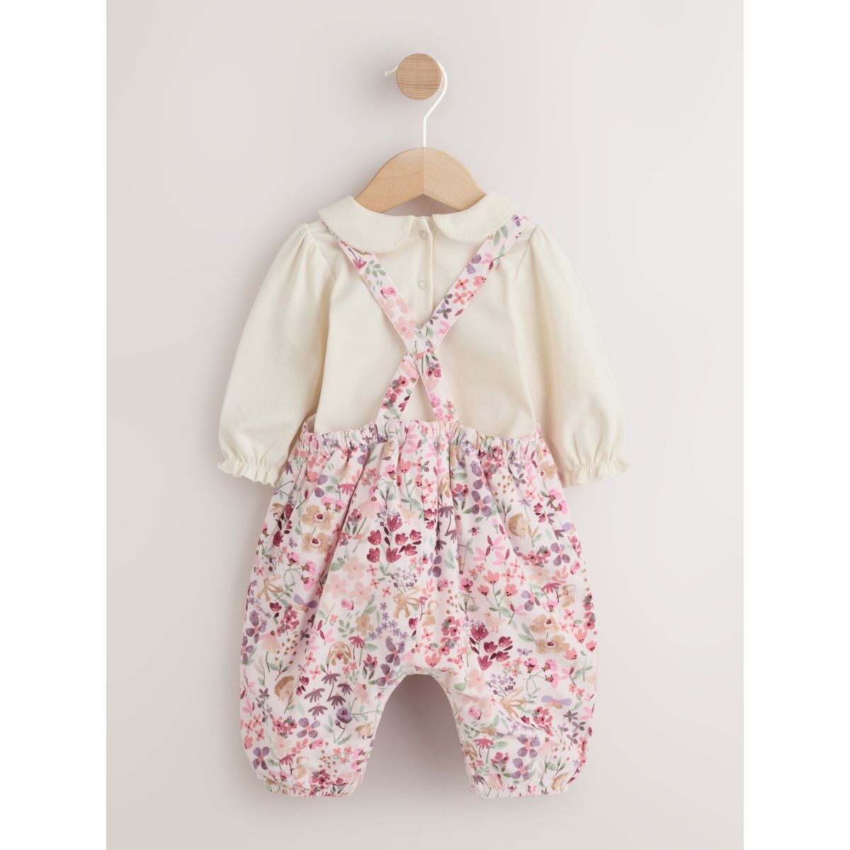 Ensemble bébé avec salopette en velours, 2 p rose, NEXT