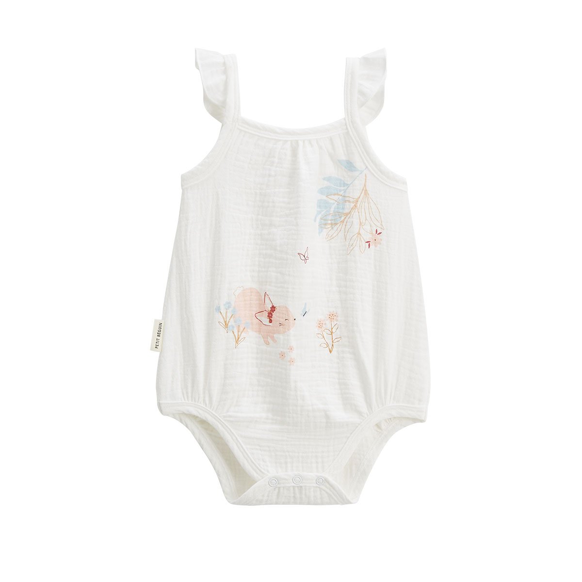 Lot de 2 barboteuses bloomer bébé en gaze de coton Praline ecru, PETIT BEGUIN