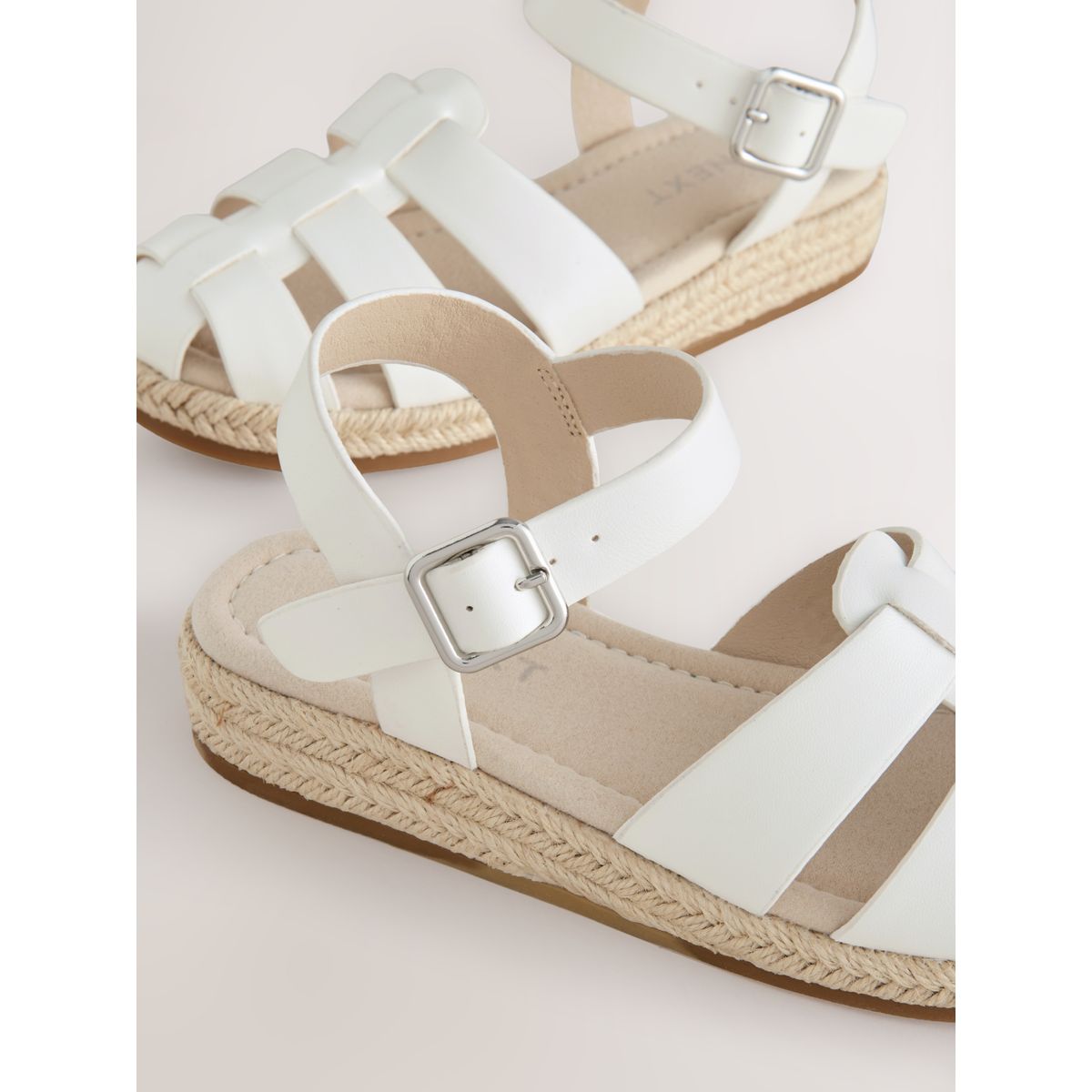 Sandales compensées style pêcheur blanc, NEXT