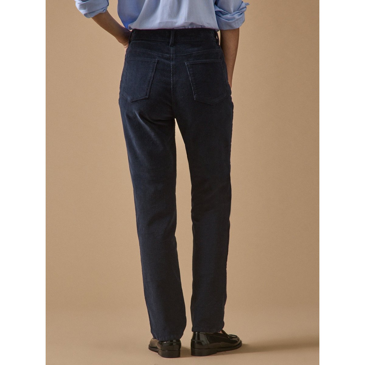 Pantalon slim velours milleraies Chloé encre, CYRILLUS