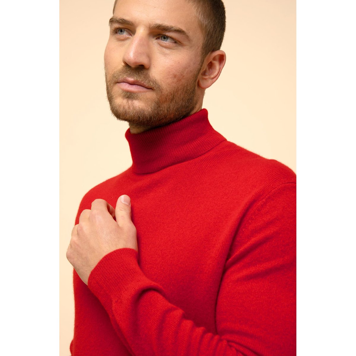 Pull Col Roulé Rouge Connor rouge, JUST CASHMERE