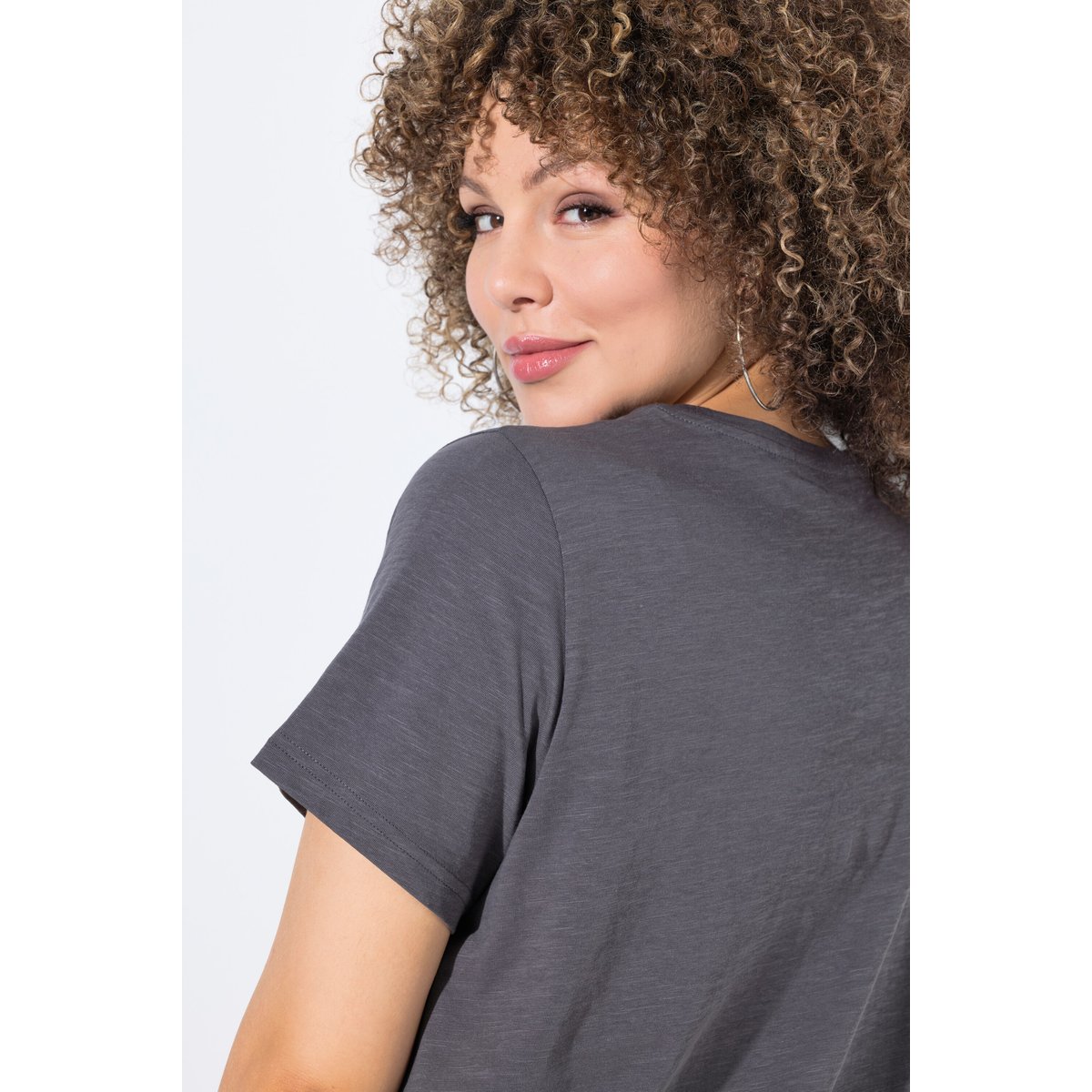T-shirt avec message gris graphite, ULLA POPKEN