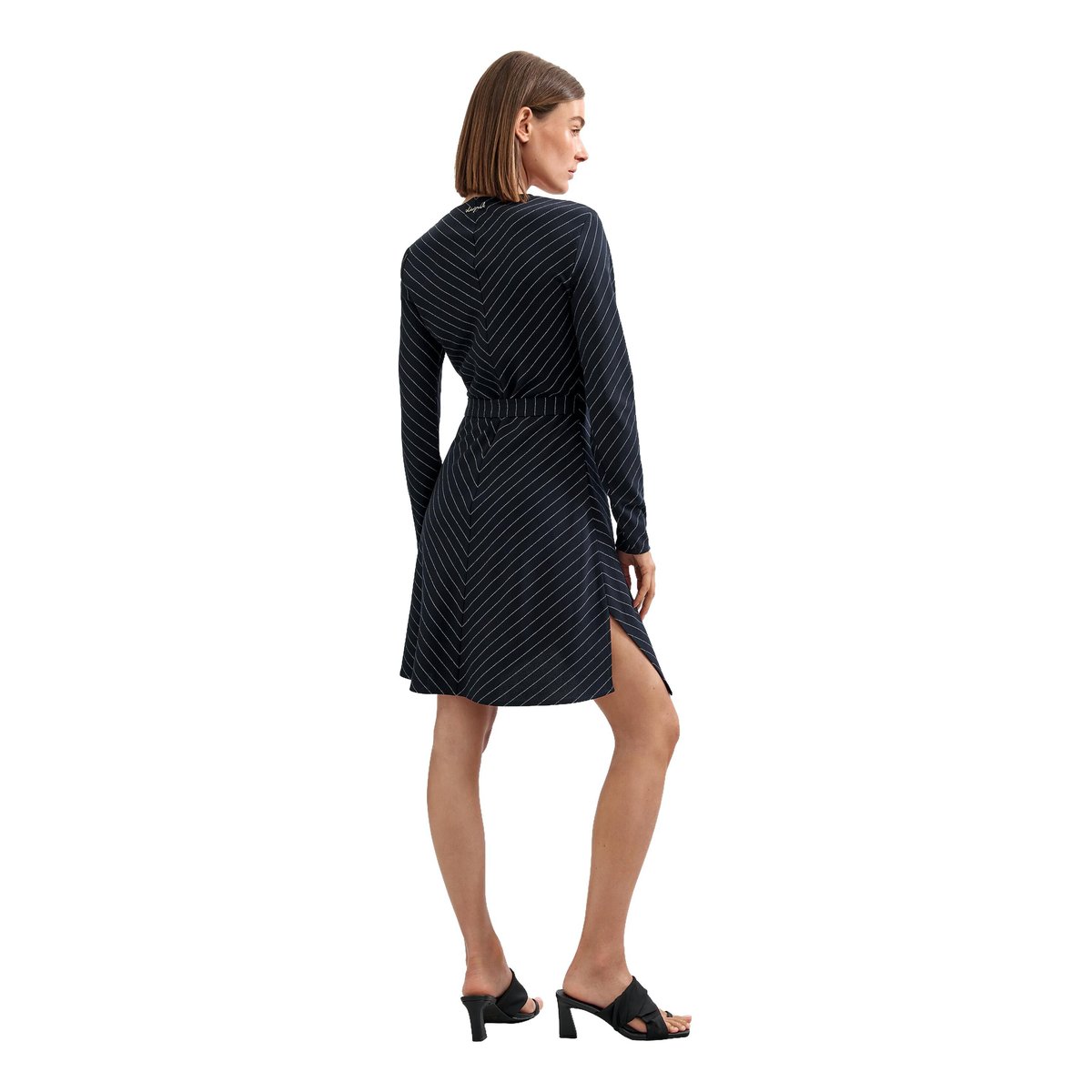 Robe décolleté en V à manches longues noir, DESIGUAL