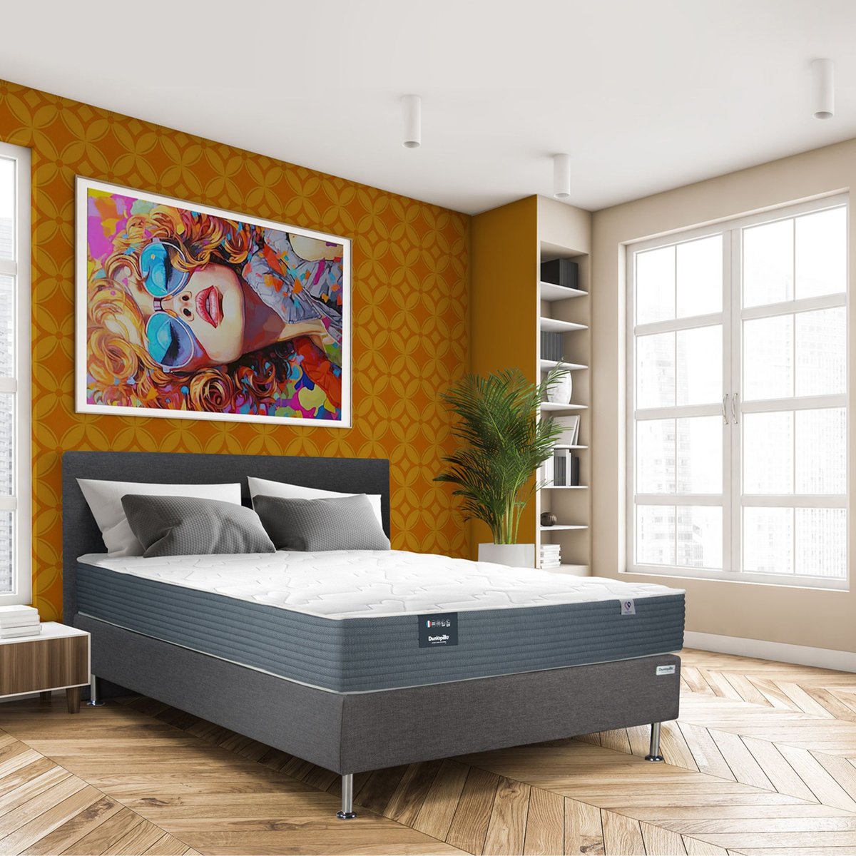 Matelas ressorts ensachés 26 cm IRIS 2 blanc, DUNLOPILLO