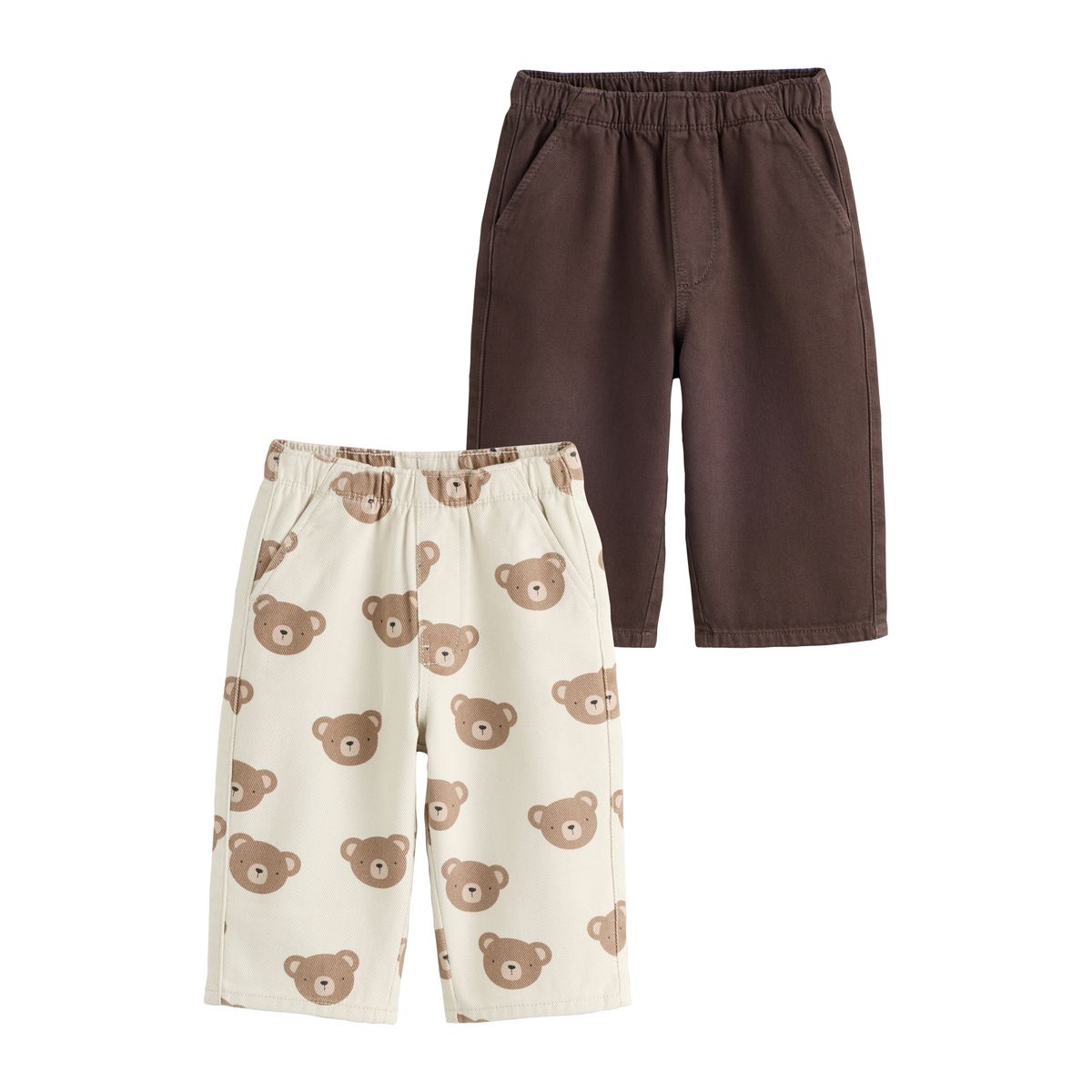 Pantalon large à enfiler, lot de 2 marron, NEXT