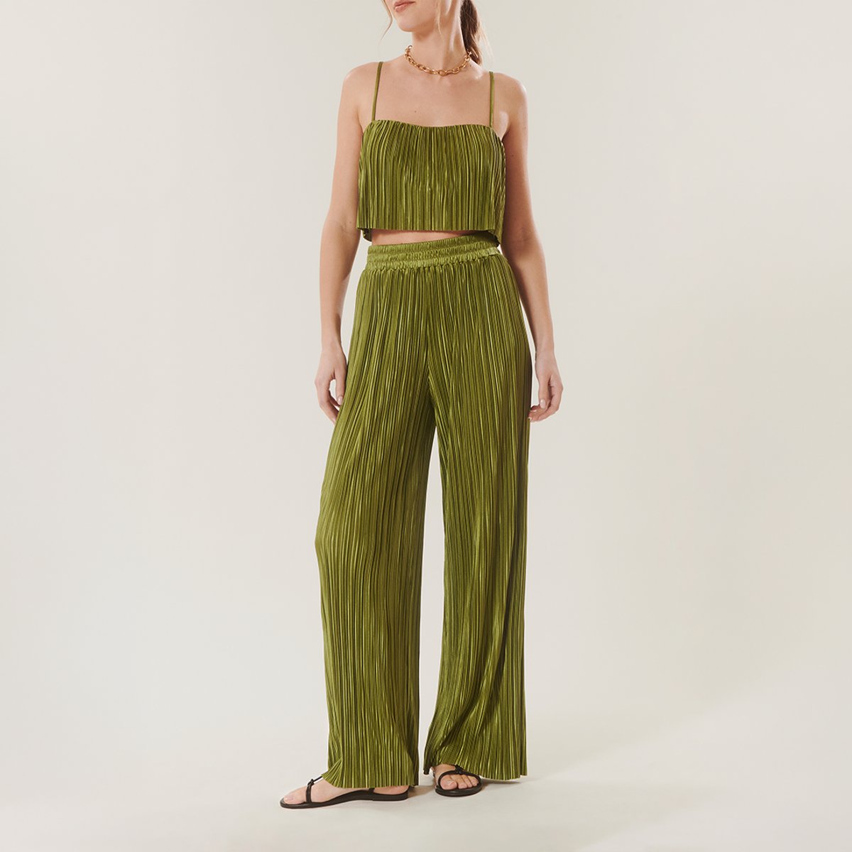 Pantalon plissé ROMAIN vert olive, BENOA