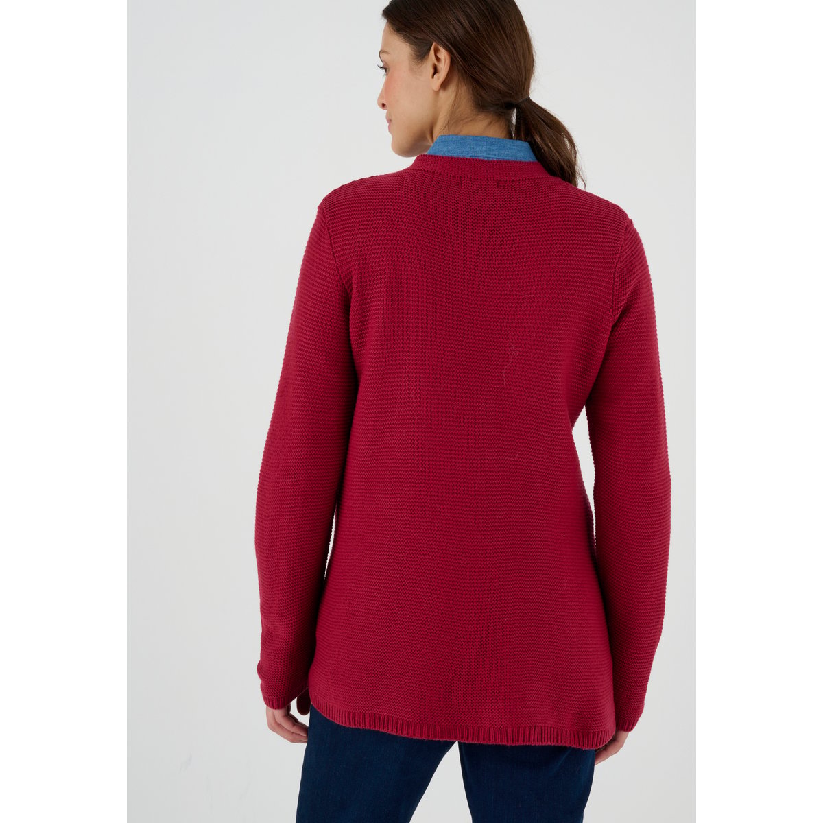 Cardigan maille fantaisie manches longues rouge, DAMART