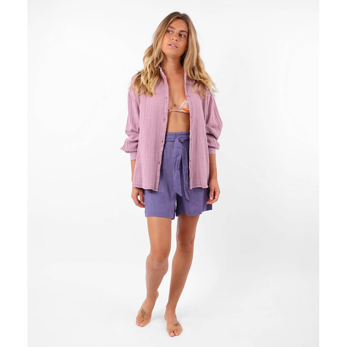 Short ceinturé en viscose lin ORNELLA night storm, OXBOW