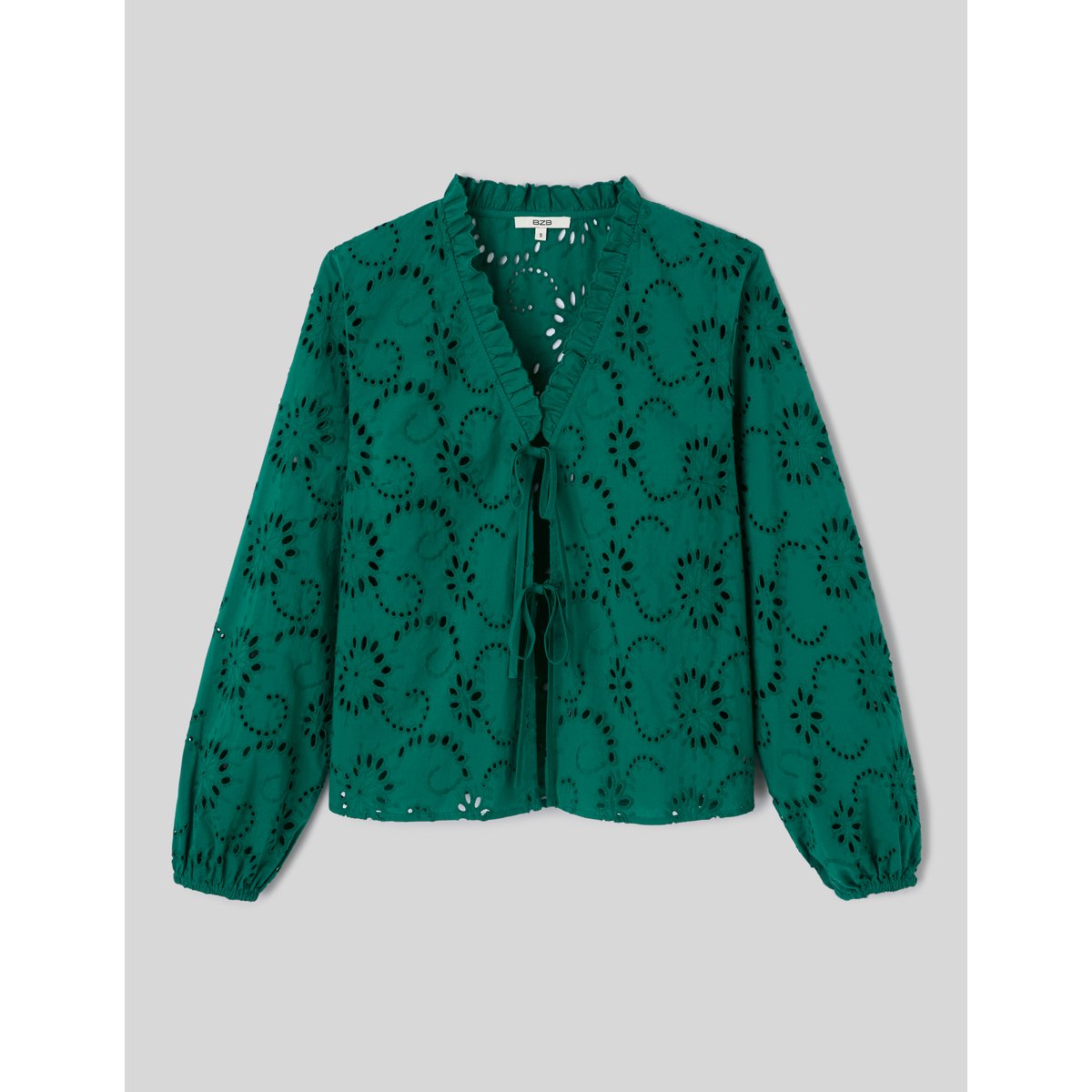 Blouse brodée ajourée menthe, BZB