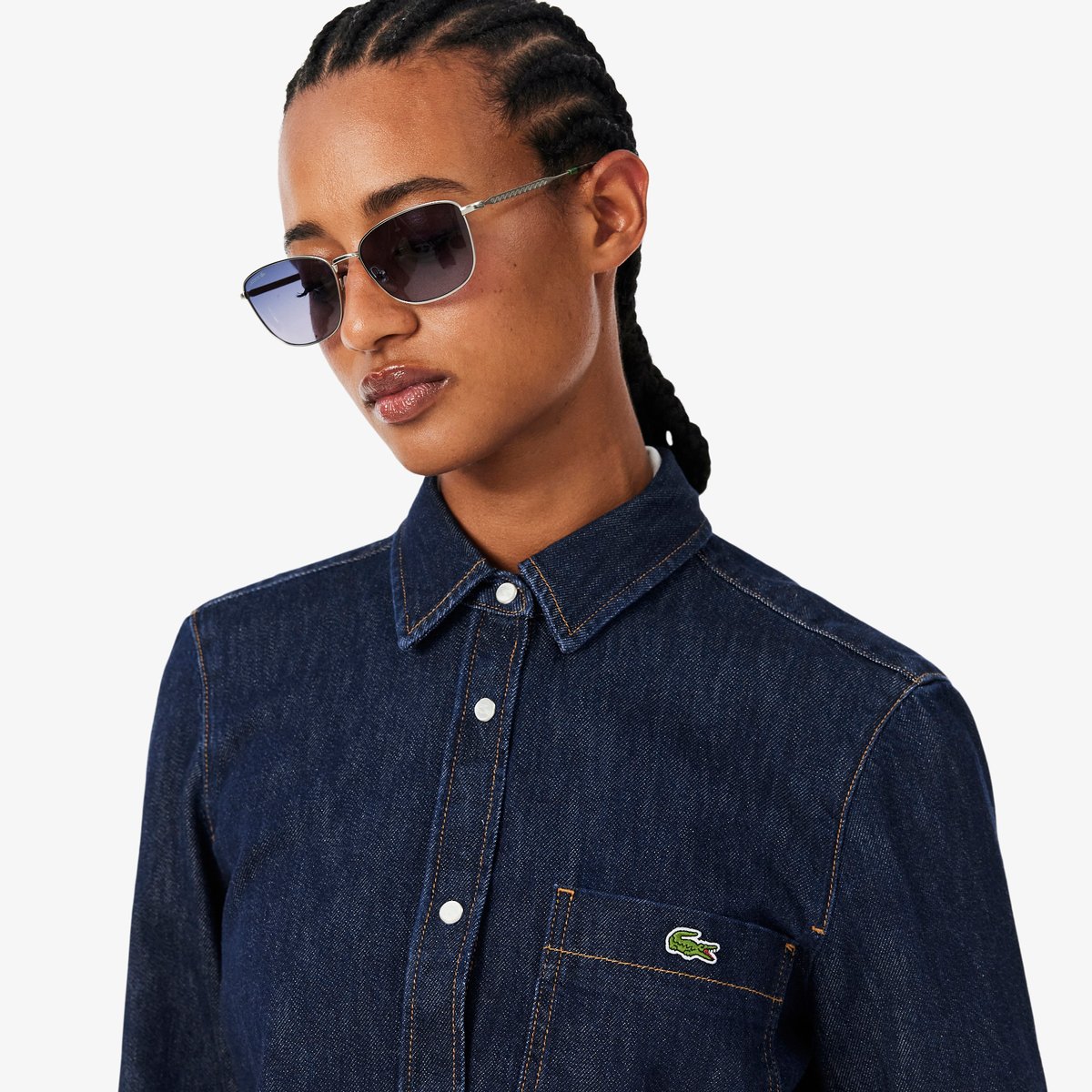 Chemise denim léger regular fit bleu-rne, LACOSTE