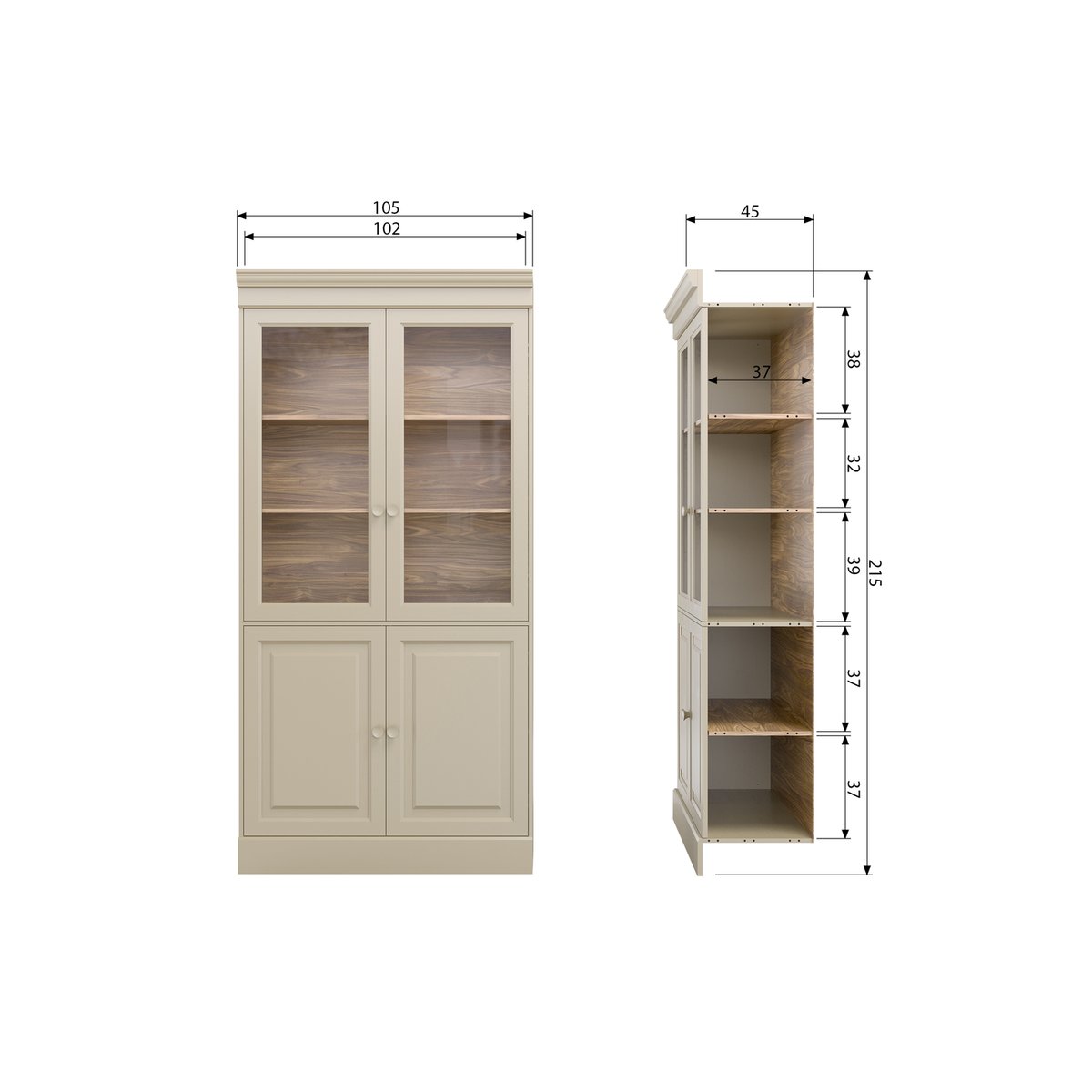 Vaisselier 4 portes en bois- CHOW beige, VTWONEN