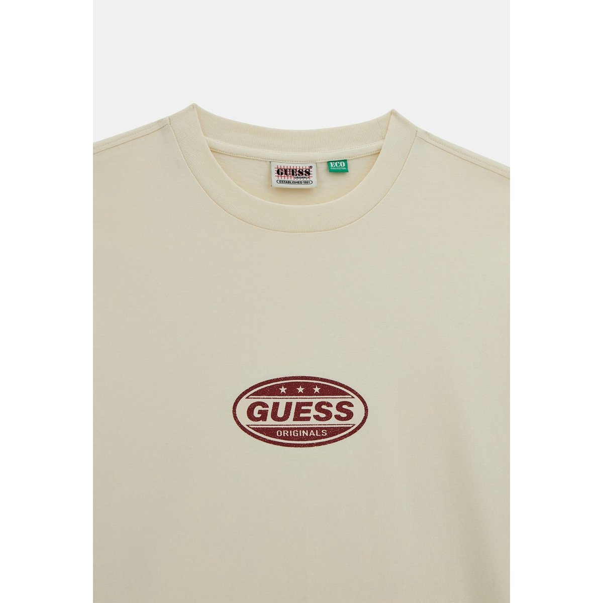 T-Shirt Logo Imprimé crème, GUESS JEANS