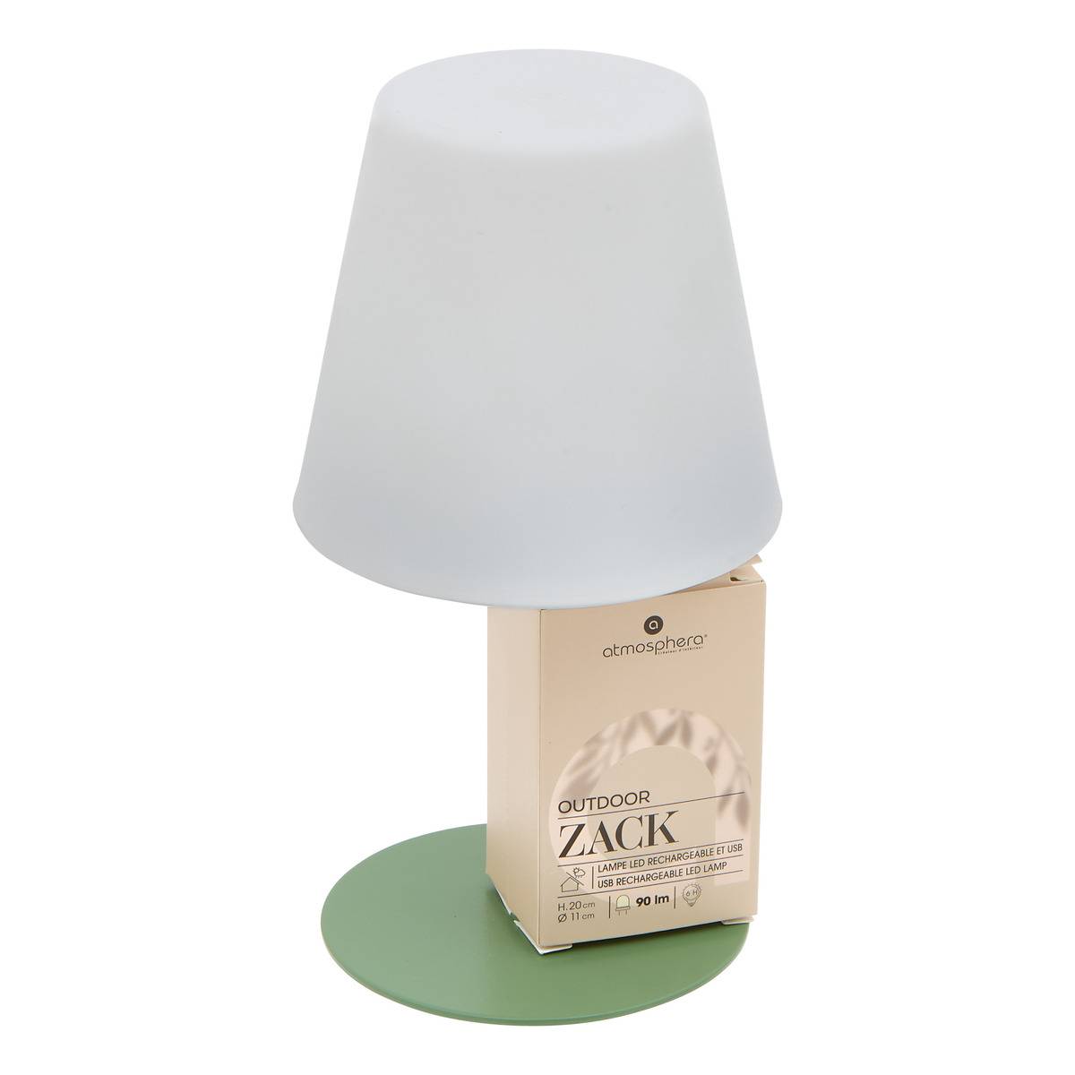 Lampe d'extérieur nomade USB rechargeable en acier ZACK modéle a, ATMOSPHERA