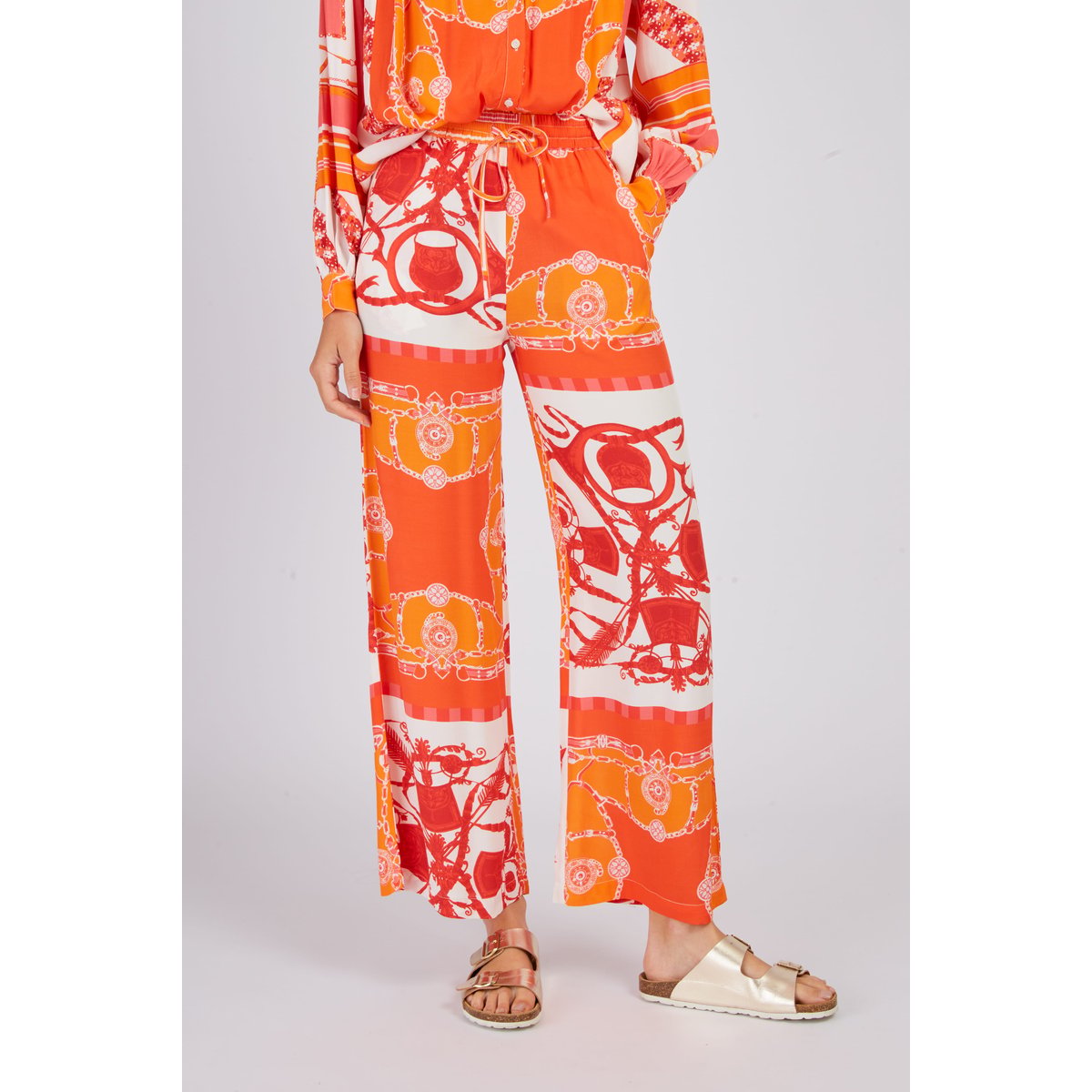 Pantalon évasé imprimé DANITZA orange, DERHY