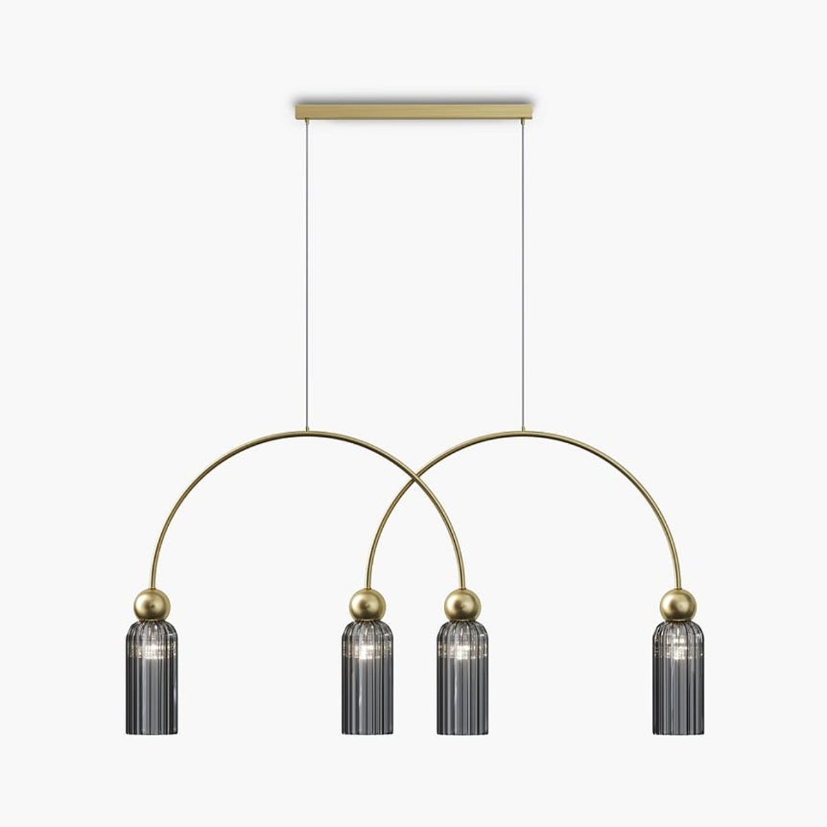 Suspension double arche 4 lampes rétro SOLANA gris fumé, PIER IMPORT