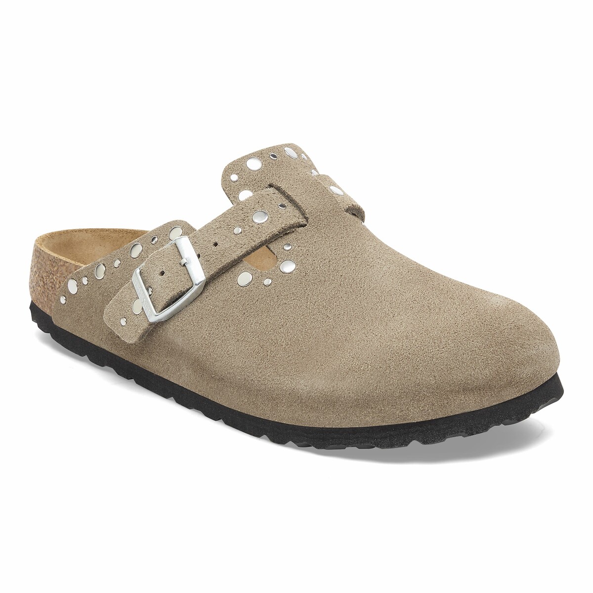 Suède klompen met siernagels Boston taupe , BIRKENSTOCK
