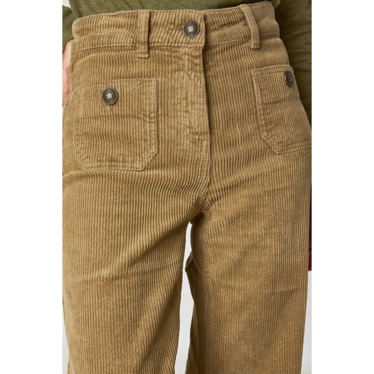 Pantalon large en velours côtelé MAE sauge, Maison 123