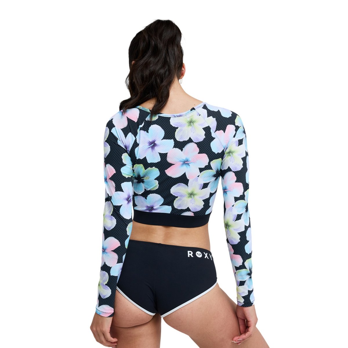 Lycra manches longues cropped. noir anthracite im fleur real, ROXY