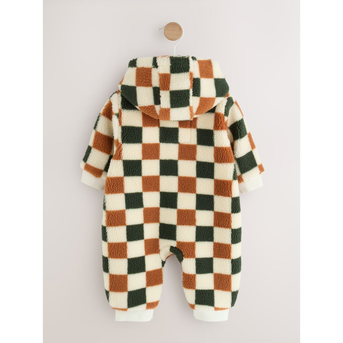 Combinaison bébé capuche peau lainée damier, NEXT