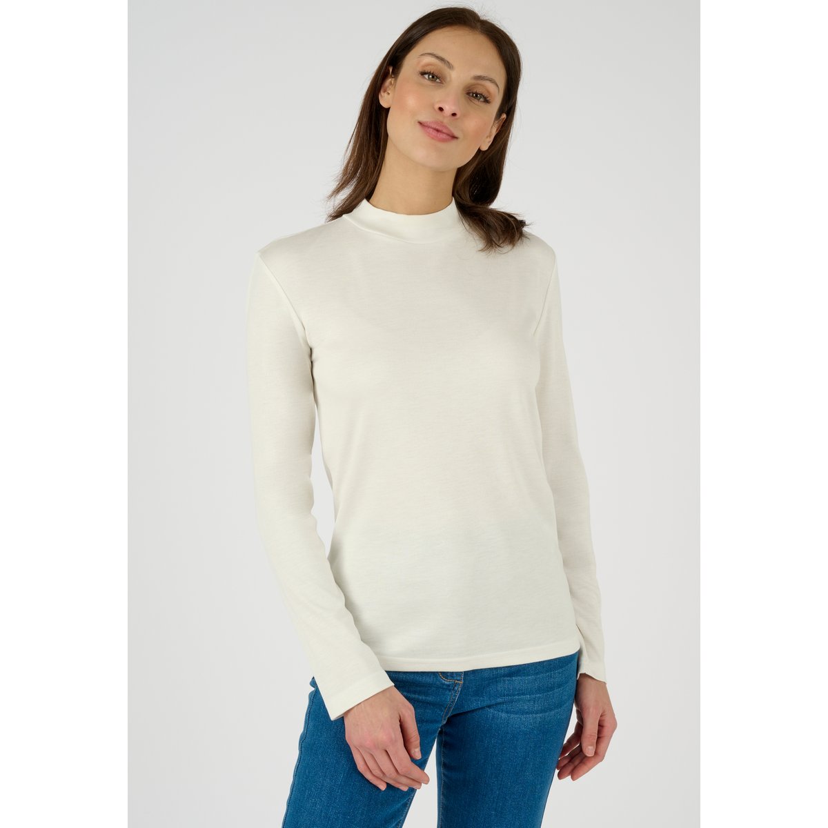 T-shirt col montant - Lot de 2 lot bleu + écru, DAMART