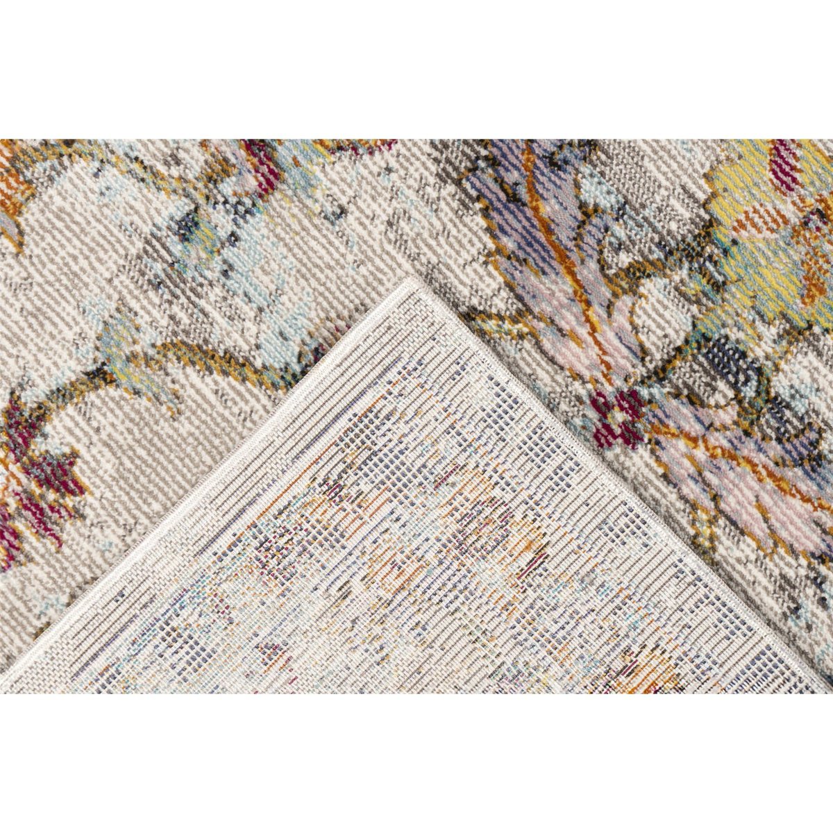 Tapis rectangulaire à poil court beige clair multicolore style oriental patiné, ARTE ESPINA