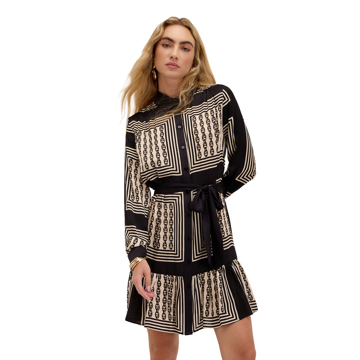 Robe chemisier imprimée bleu, MOTIVI