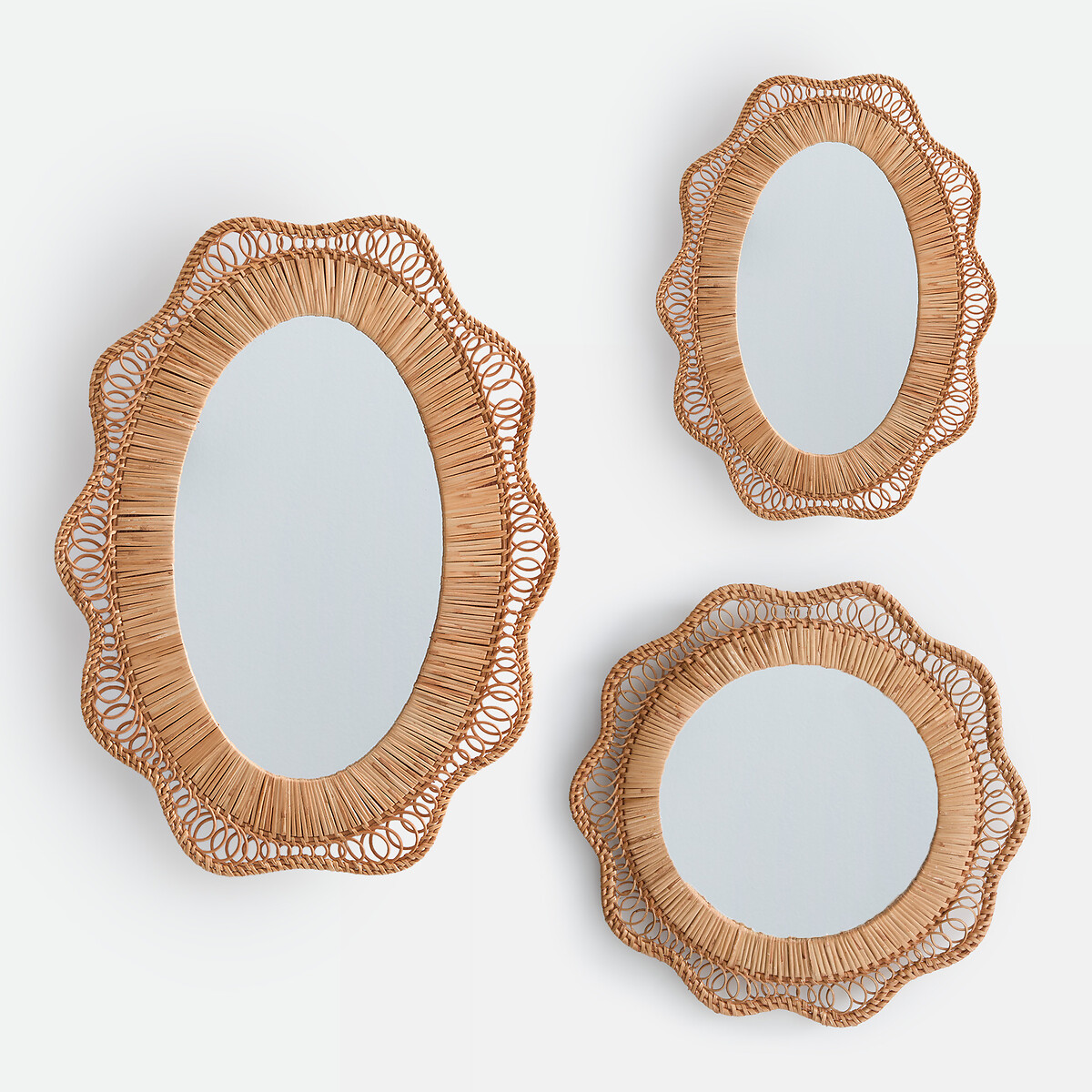 Miroir forme fleur, rotin, diamètre 44 cm, ROZA naturel, LA REDOUTE INTERIEURS