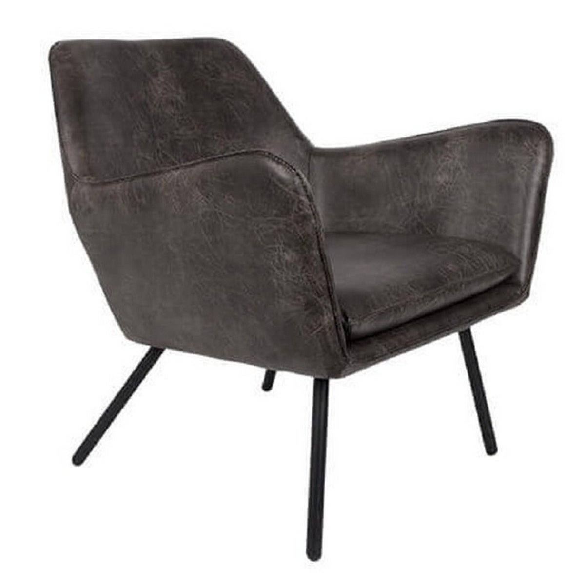 Fauteuil lounge aspect cuir vintage - ALABAMA gris, MATHI DESIGN