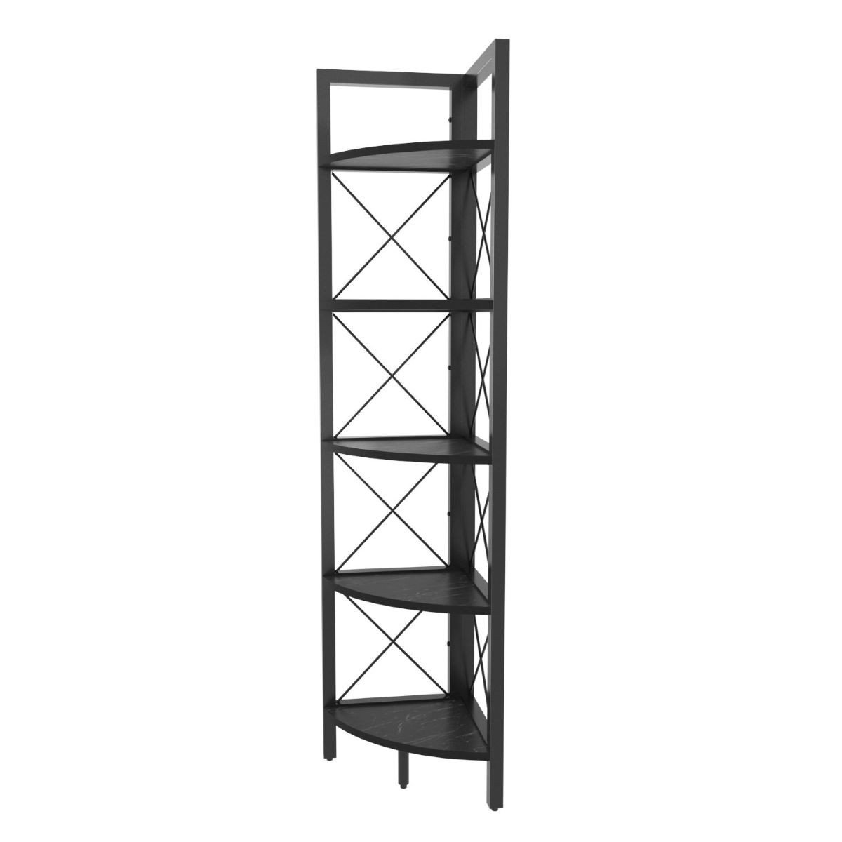 Etagère d'angle 5 tablettes noir H160 cm - Remo noir, CALICOSY