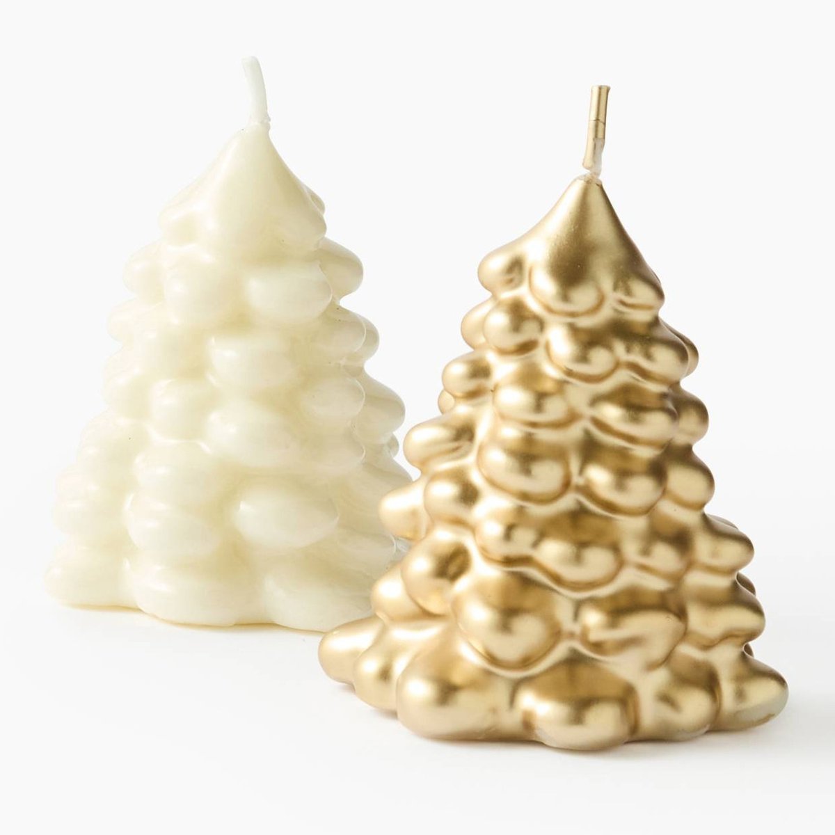 Bougie sapin enneigé laqué, 7,7*7,9*9,2cm, en cire blanc, MONOPRIX