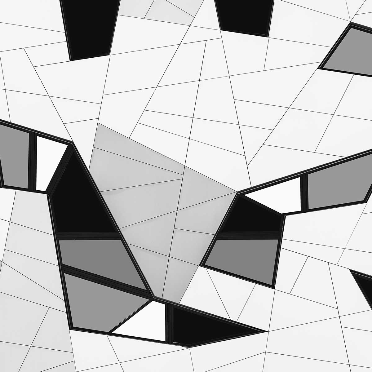 Affiche design detail puzzle affiche + cadre en bois - noir, HEXOA