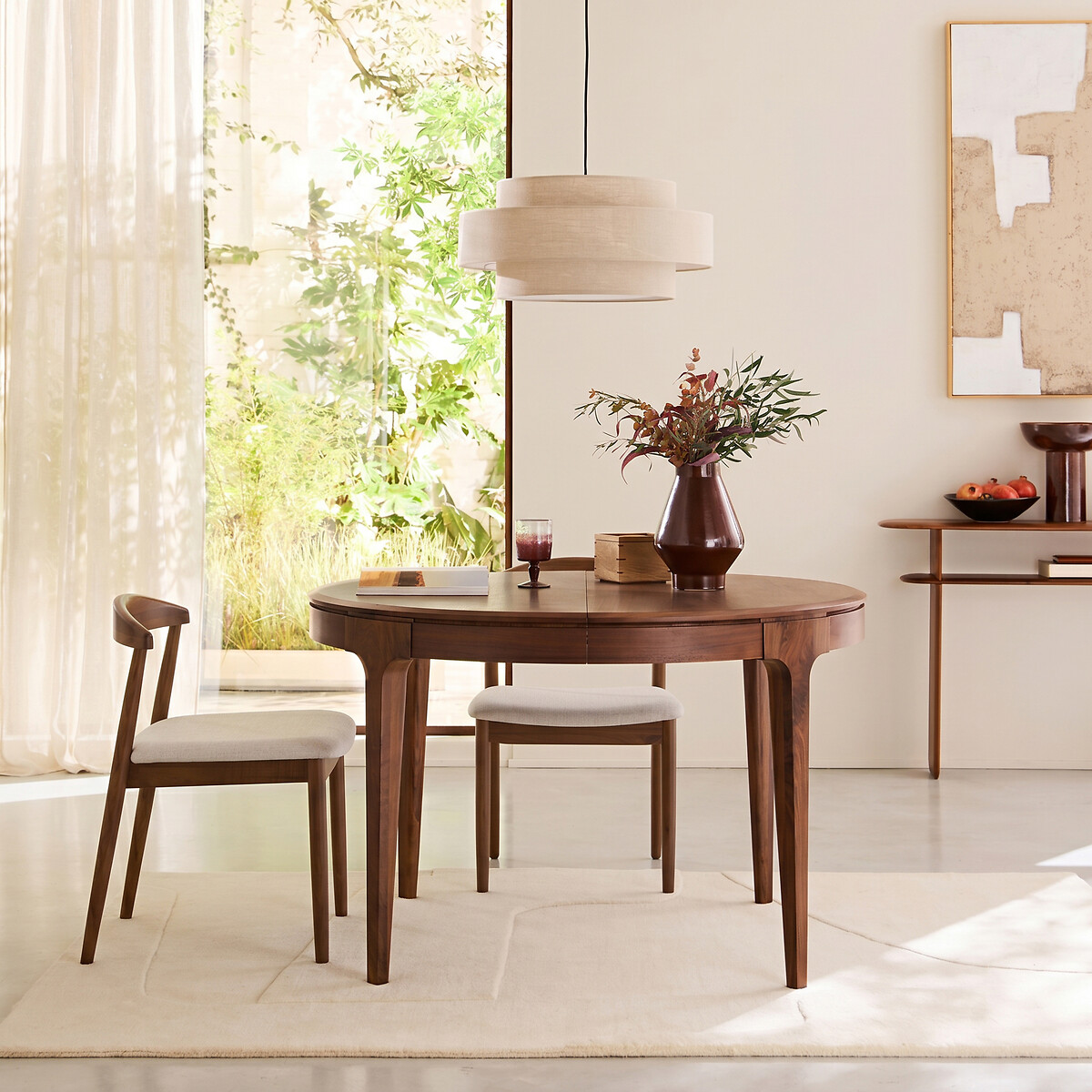 Set of 2 Galb chairs in solid walnut and fabric walnut/chalk, AM.PM