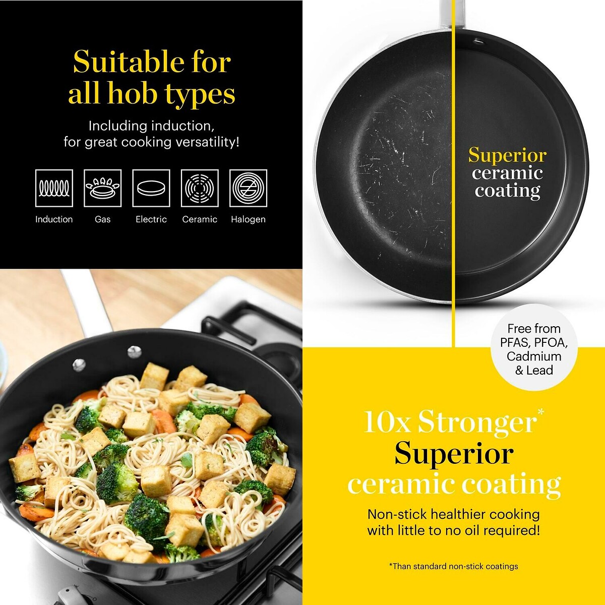 24cm Stainless Steel Frying Pan silver-coloured, GOOD FOOD BY TOWER