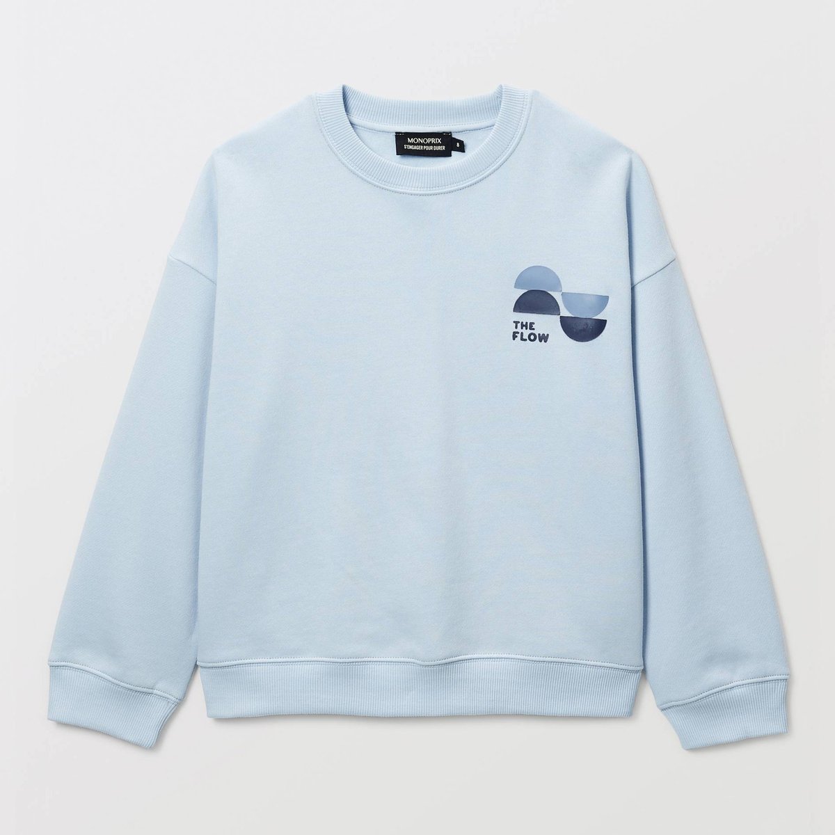 Sweat col rond à inscription en coton BIO GOTS nuage, MONOPRIX
