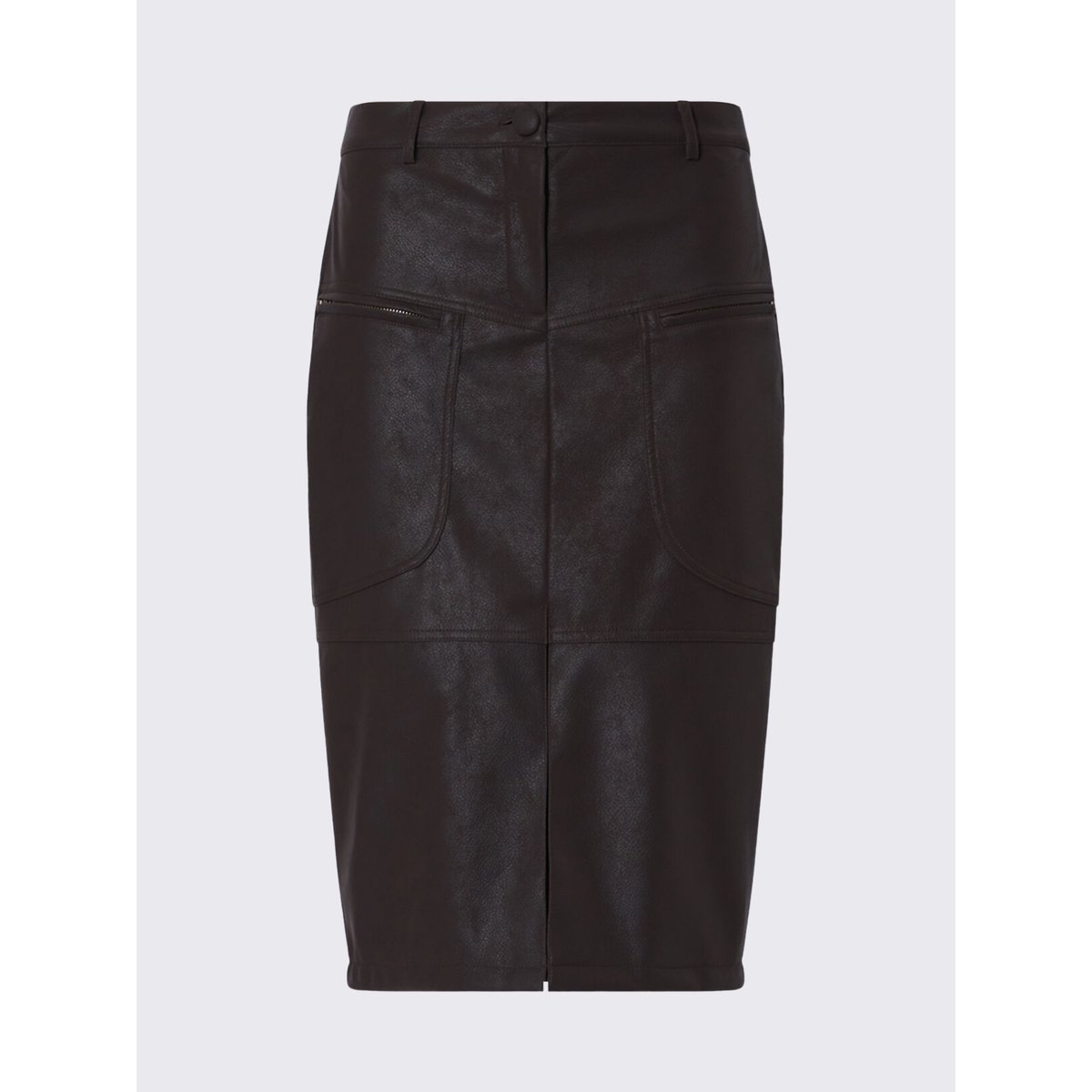 Jupe midi en tissu enduit marron foncé, LIU JO
