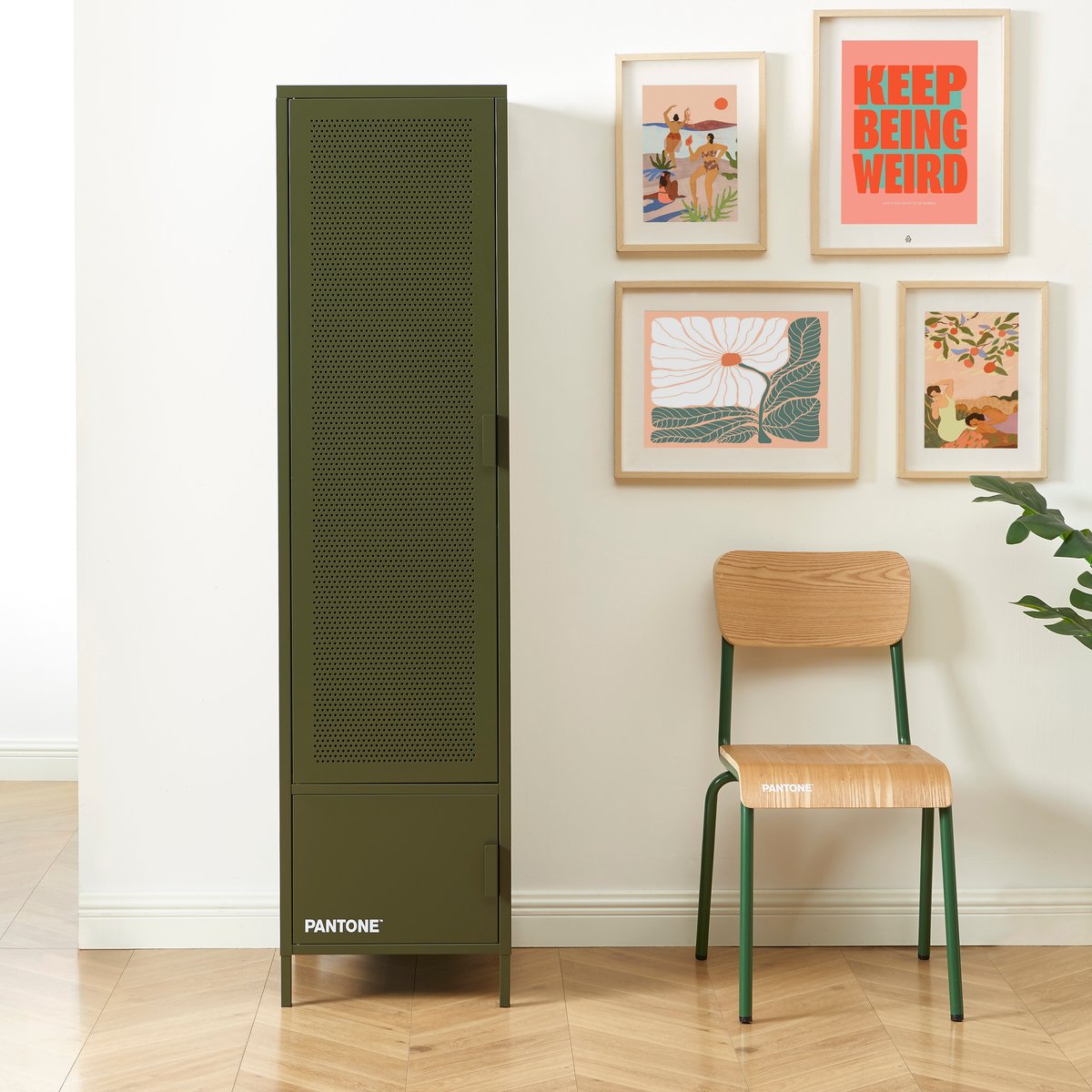 Vestiaire en acier vert olive, PANTONE