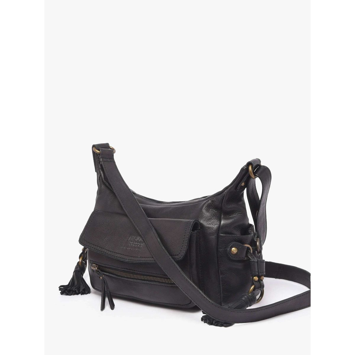 Sac bandoulière Cow cuir black, BASILIC PEPPER
