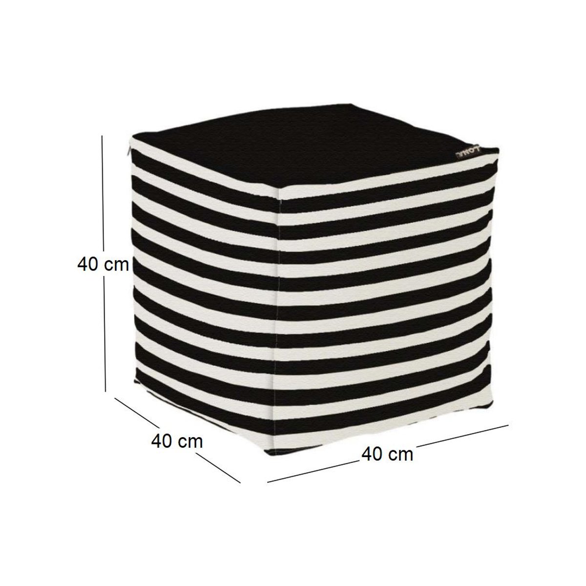 Pouf de jardin en coton 40 x 40 cm Stripes noir, JARDINDECO