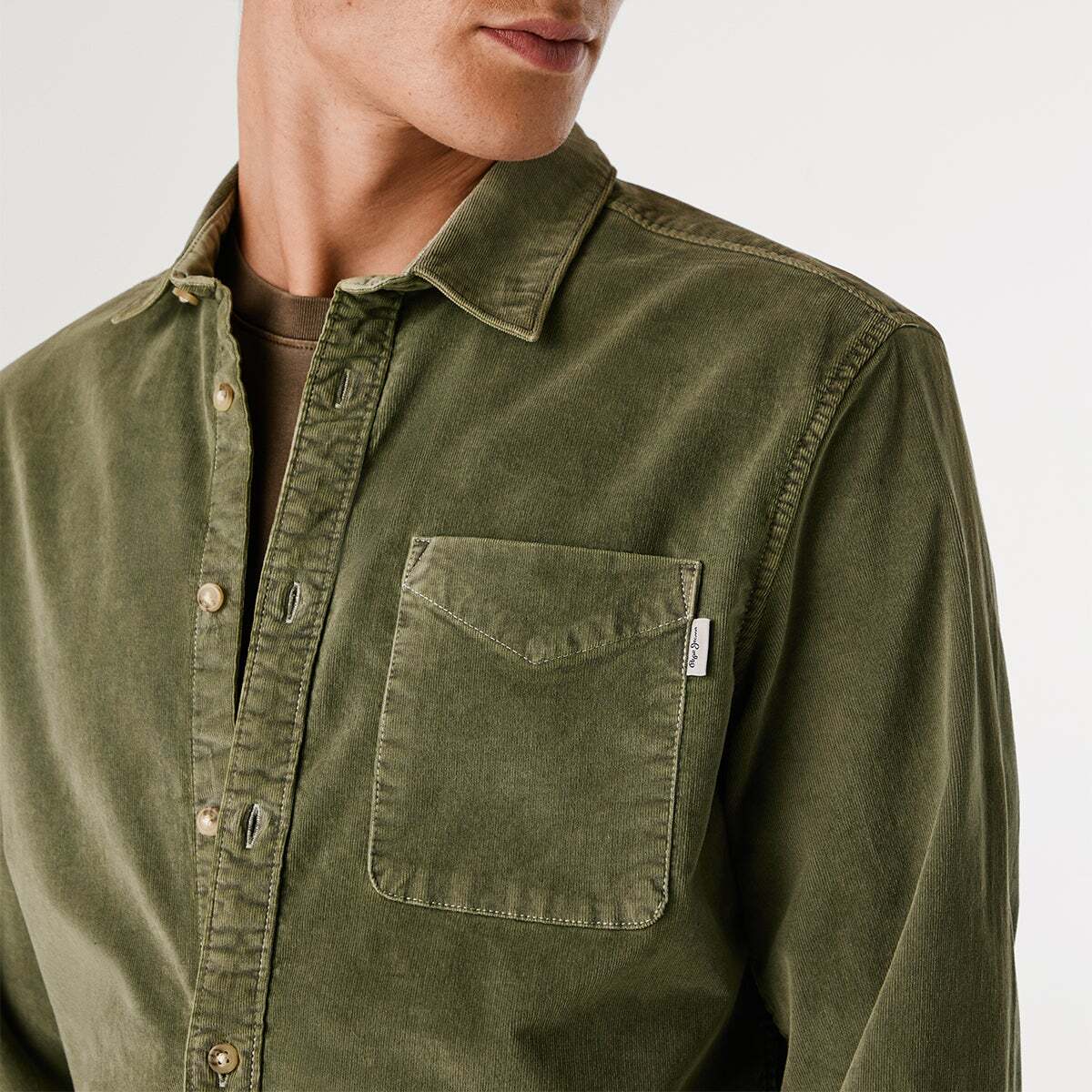 Chemise en velours Clayton kaki, PEPE JEANS