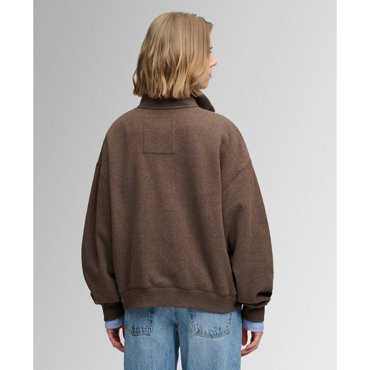 Sweatshirt Country Club Demi-Zip chocolat marron foncé chiné, SUPERDRY