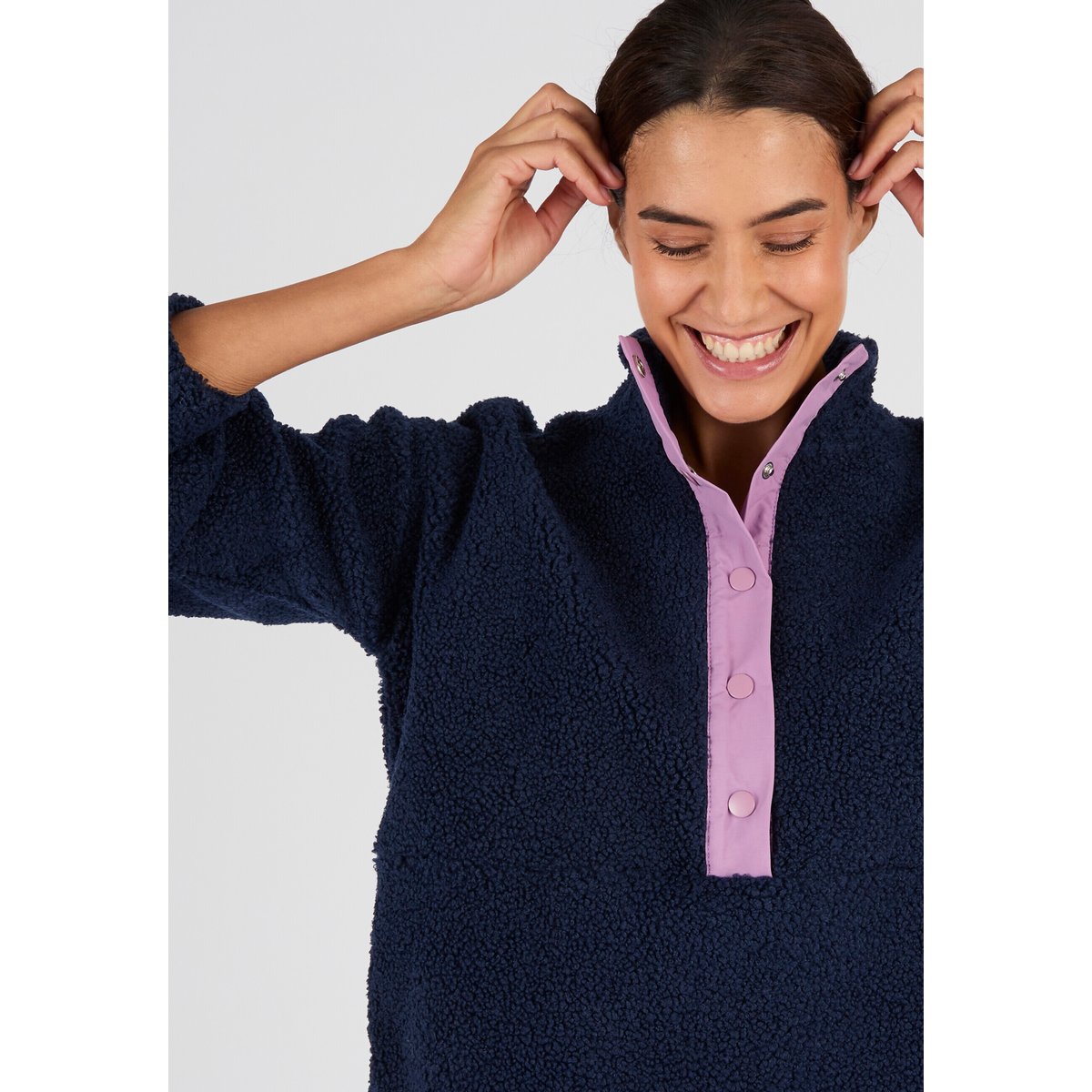Sweat-shirt Thermolactyl maille polaire bleu marine, DAMART