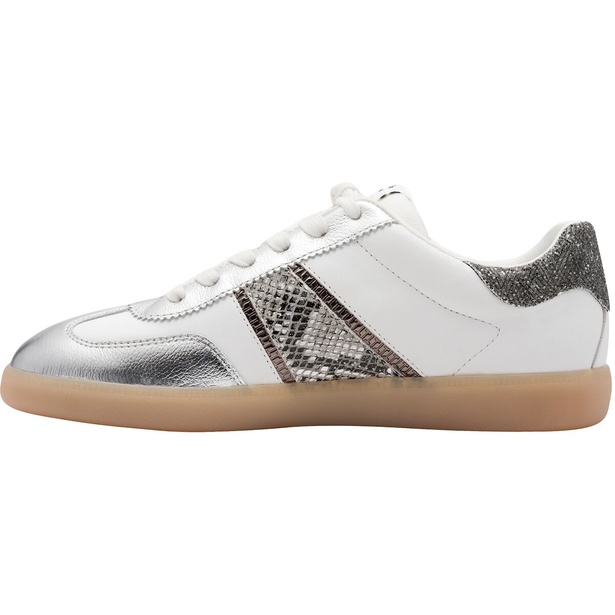 Baskets cycliste en cuir blanc/argent, TAMARIS