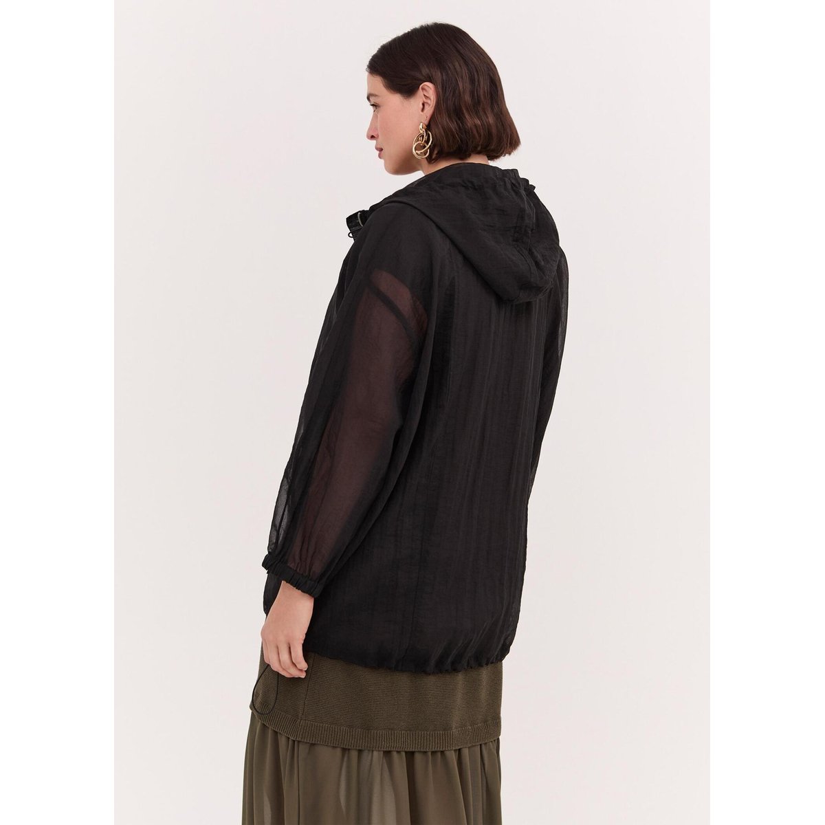 Parka à capuche noir, FIORELLA RUBINO